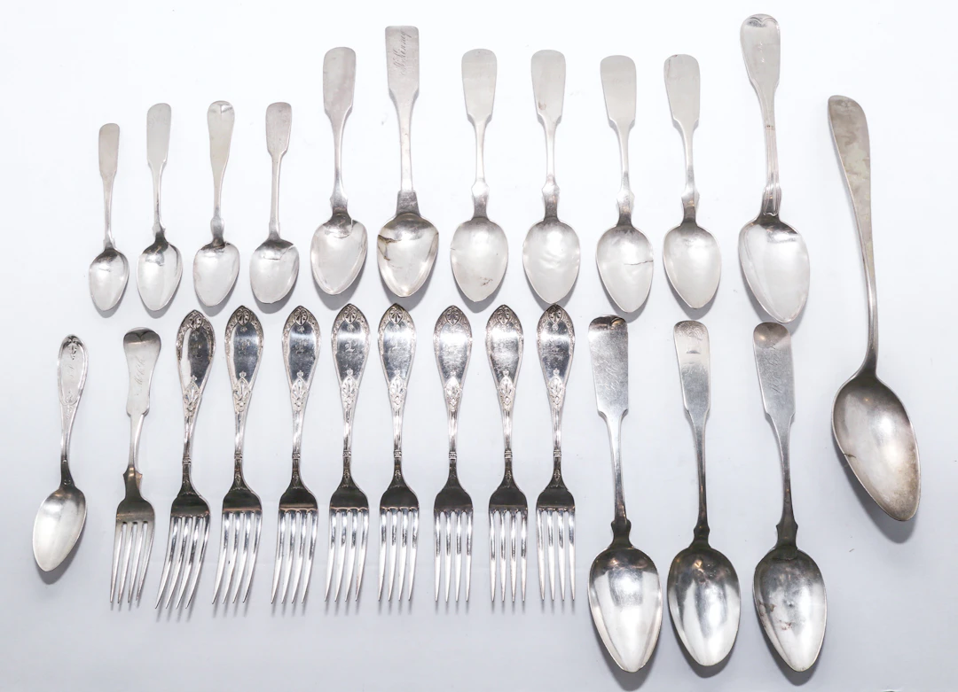 Collection of American Coin Silver Spoons & a Fork