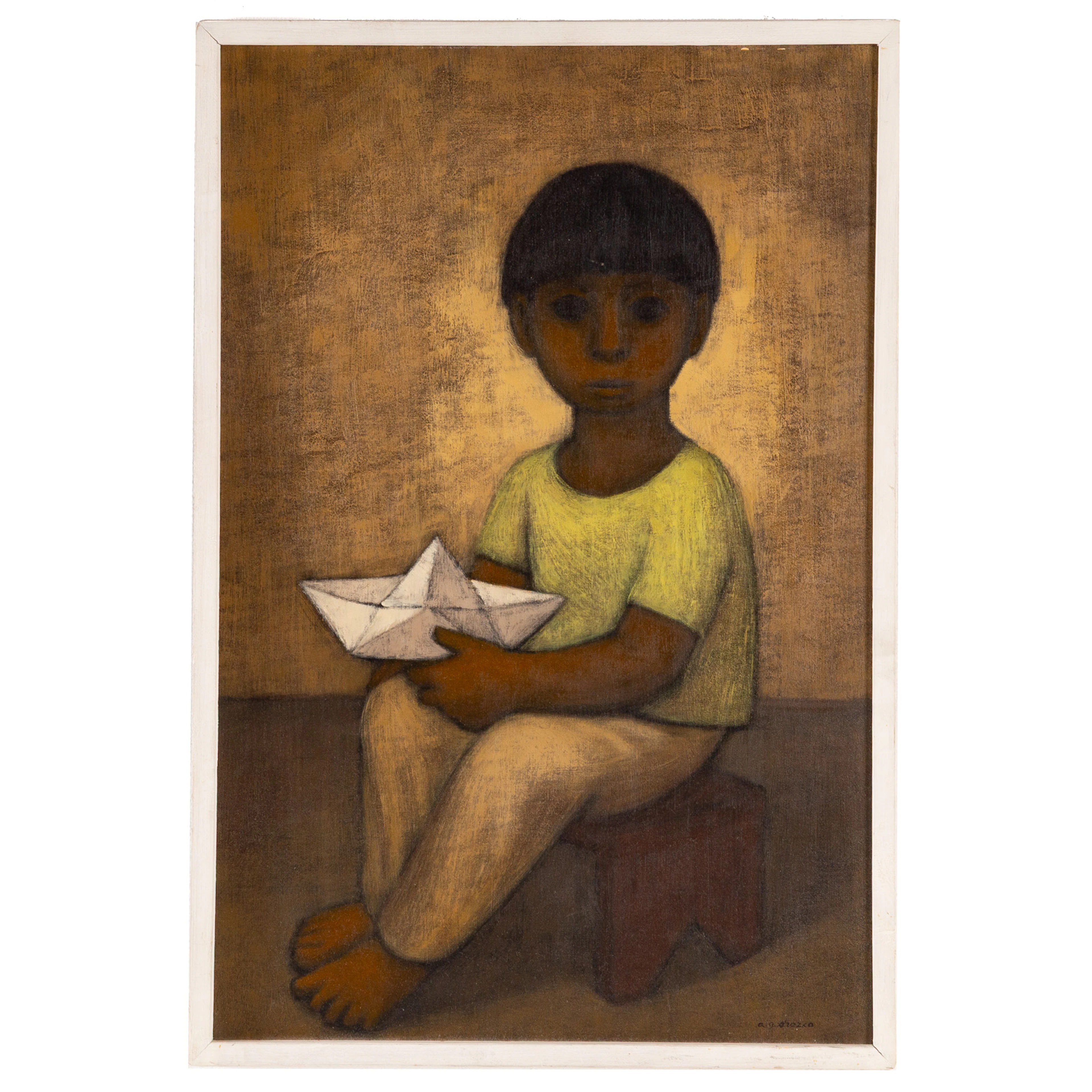 Antonio Gonzalez Orozco. Boy with Paper Boat, oil