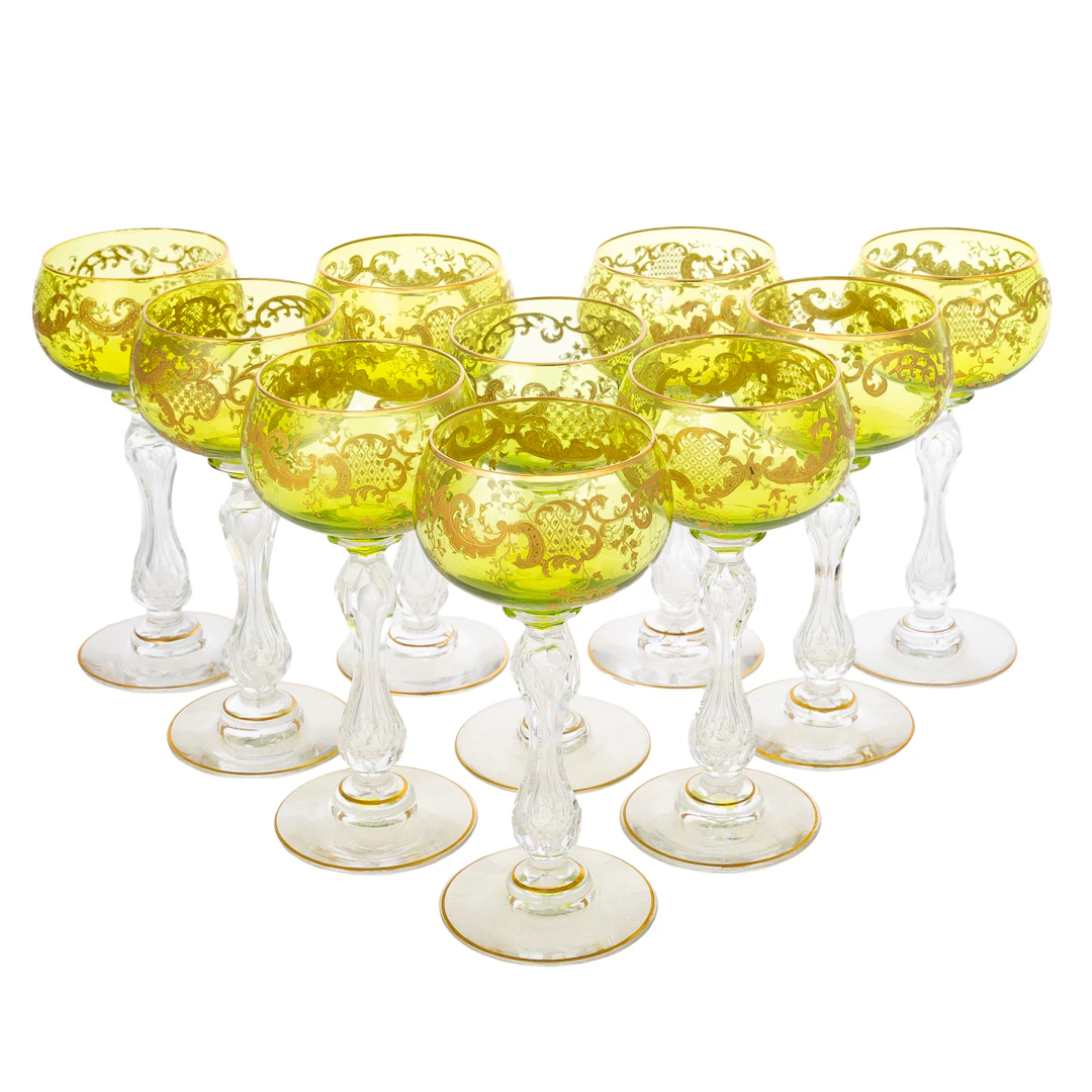 15 Saint Louis Glass Mikado Hock Stems