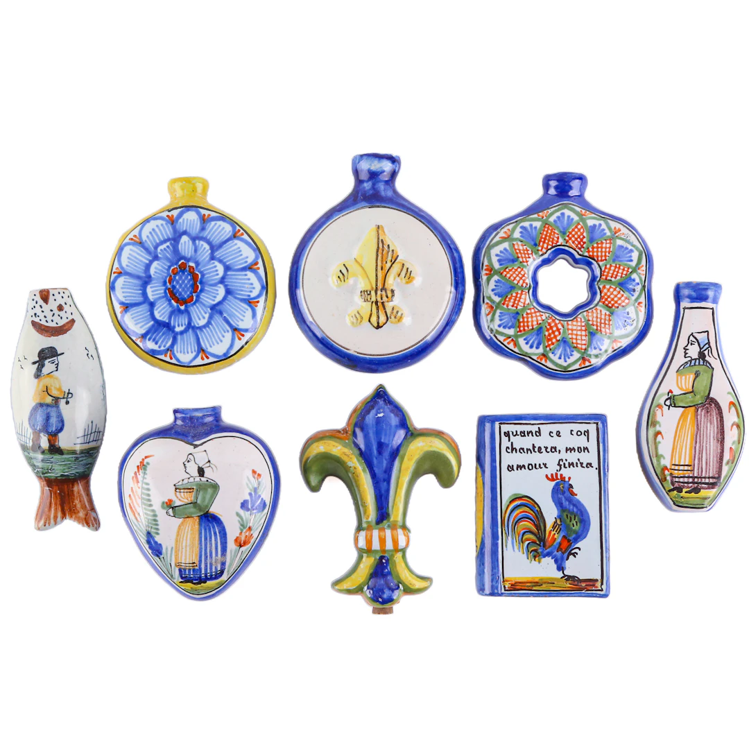 Eight Early Quimper Snuff Bottles