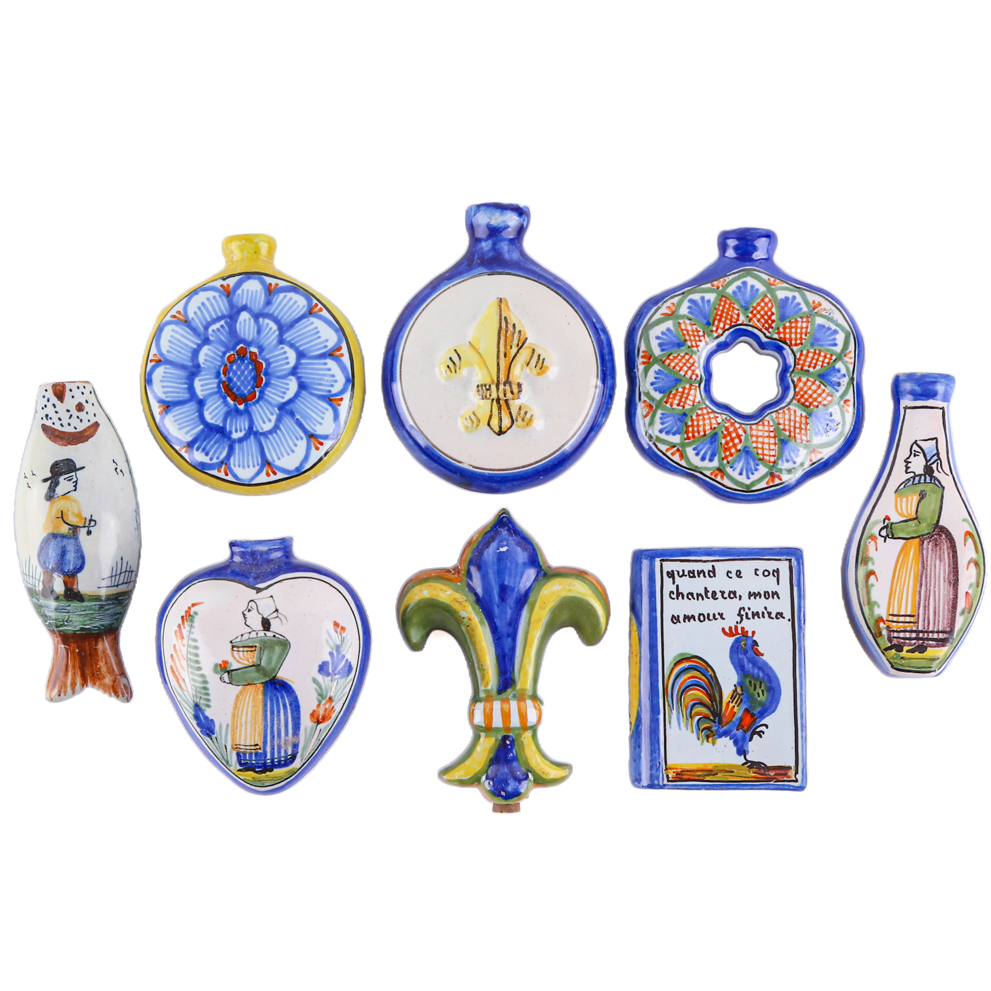 Eight Early Quimper Snuff Bottles
