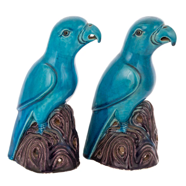 A Pair of Chinese Porcelain Parrot Figures