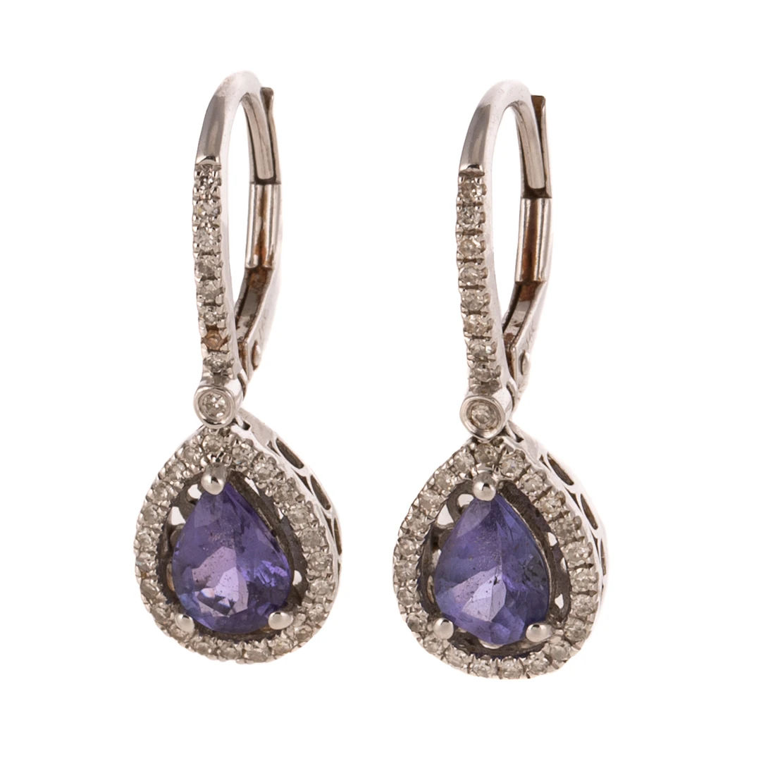 A Pair of Tanzanite & Diamond Earrings in 14K