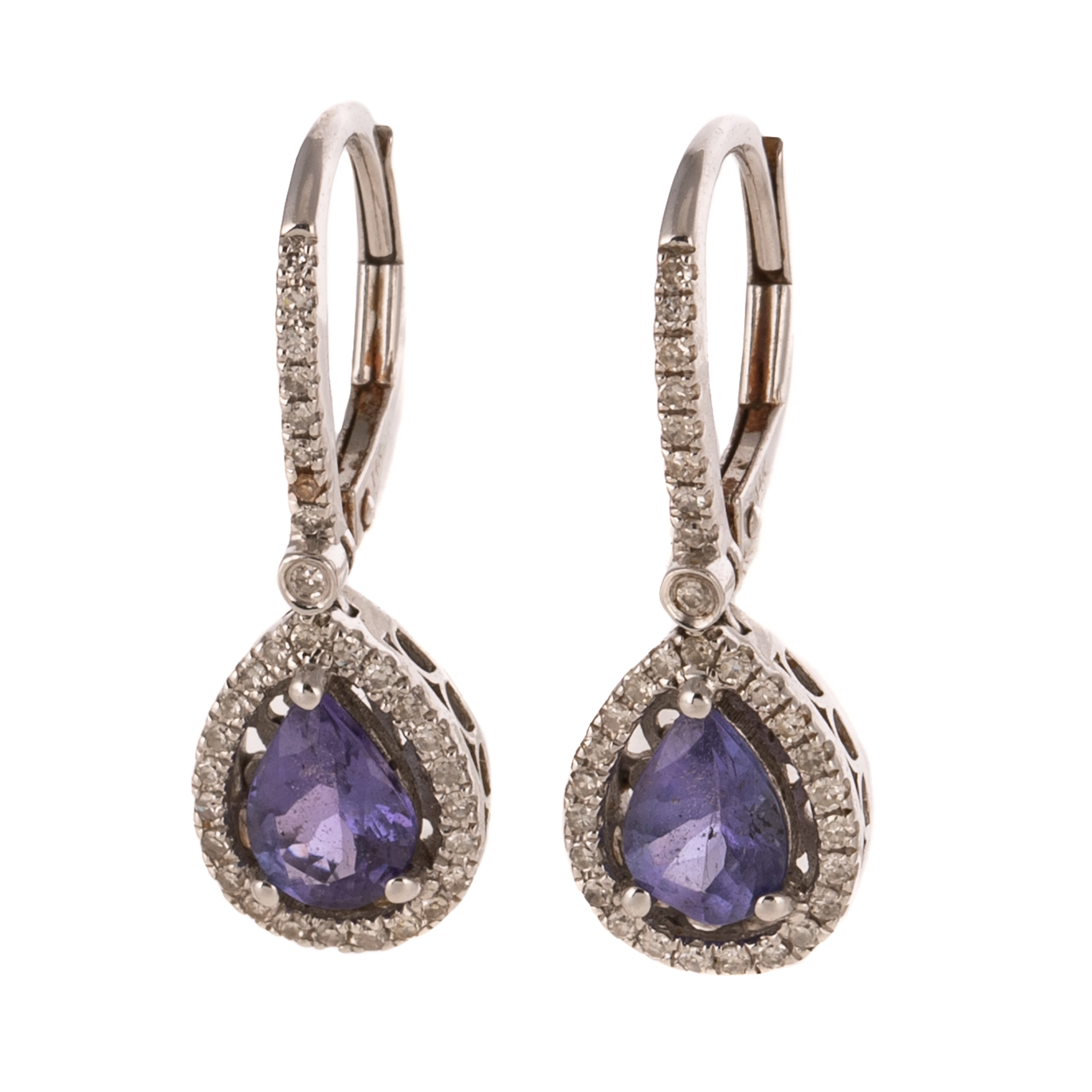 A Pair of Tanzanite & Diamond Earrings in 14K