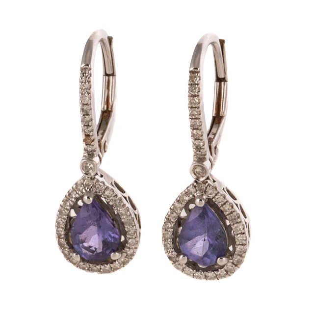 A Pair of Tanzanite & Diamond Earrings in 14K