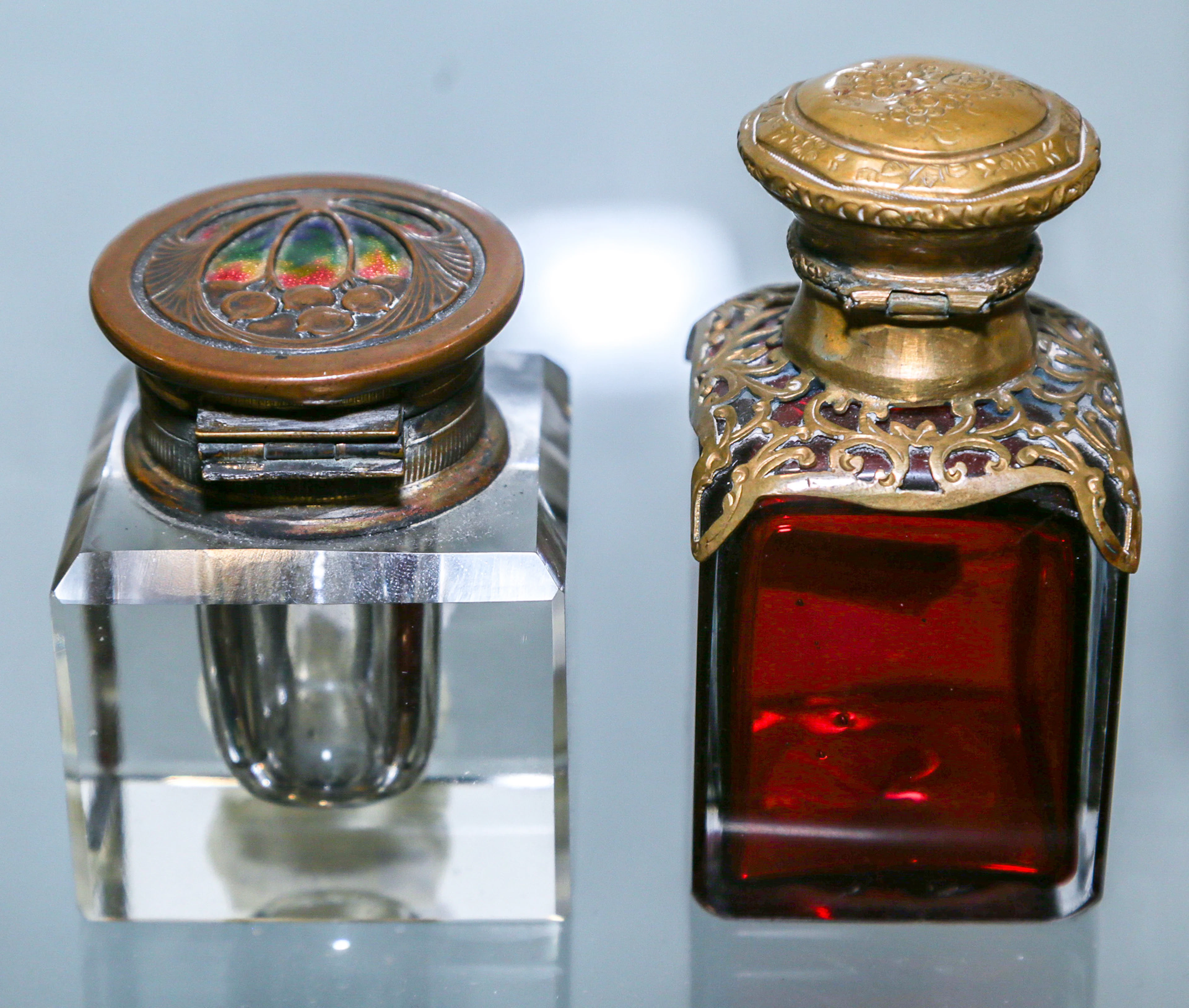 An Art Nouveau Glass Inkwell