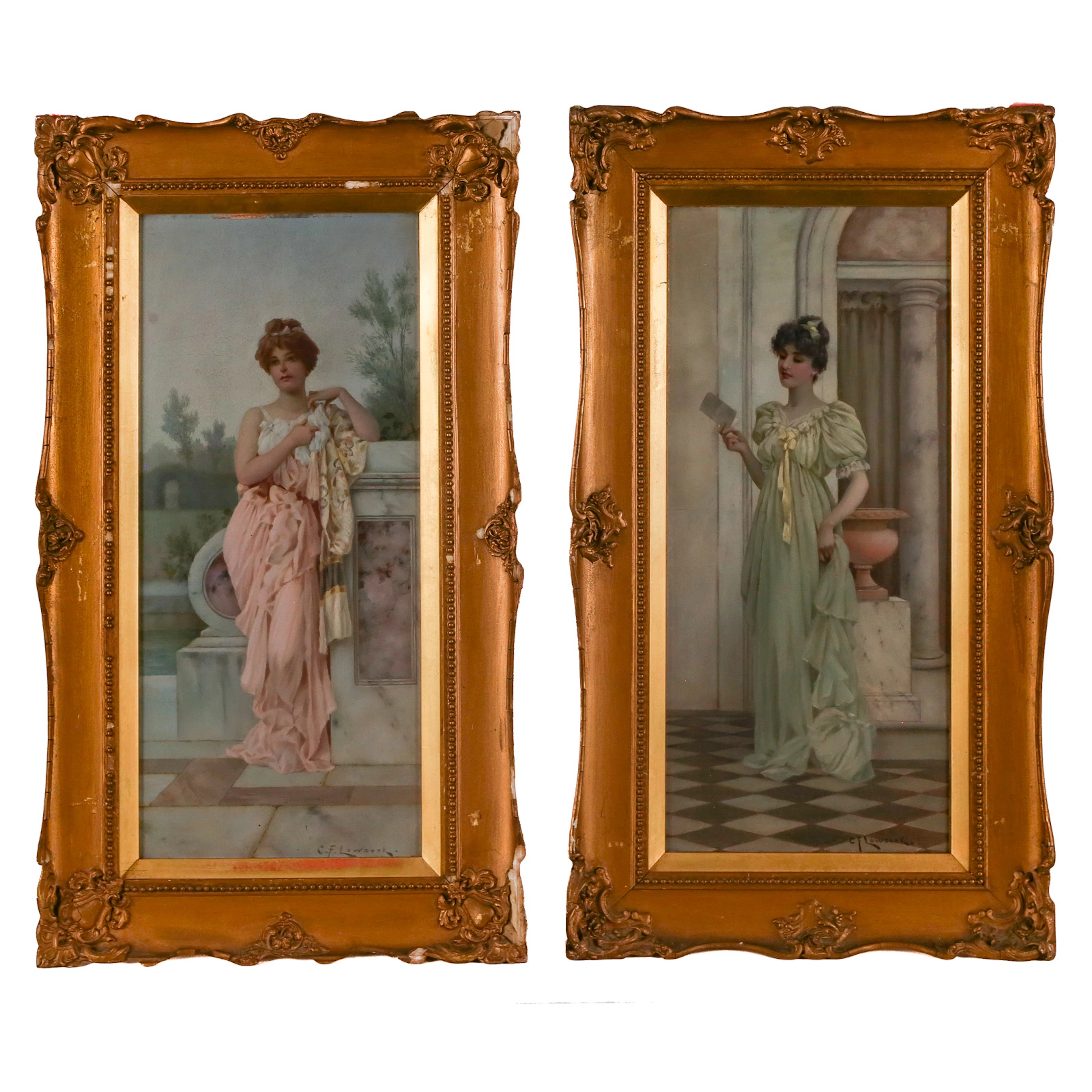 Charles Frederick Lowcock. A Pair of Maidens, oils