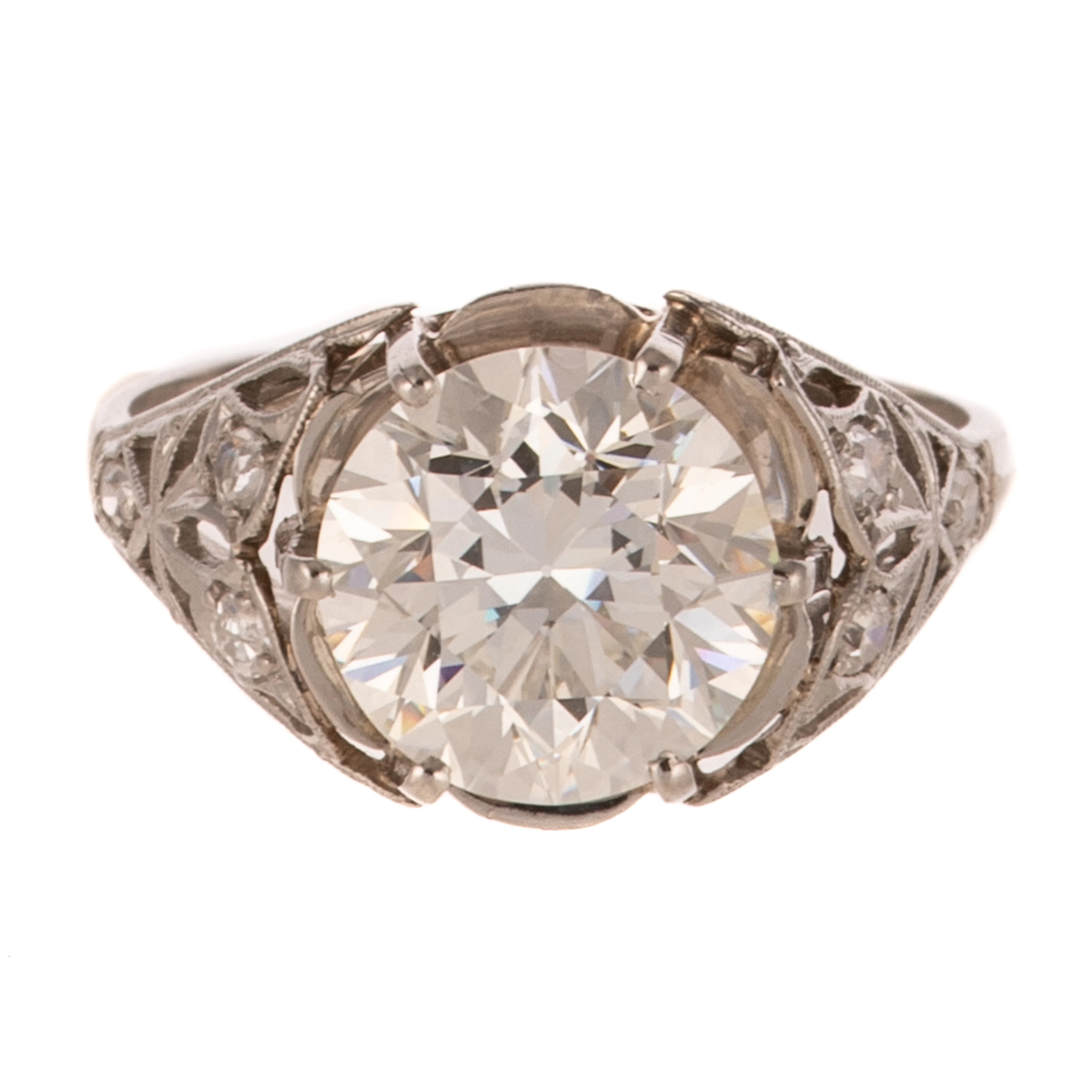 A GIA 3.00 ct Art Deco Diamond Ring in Platinum