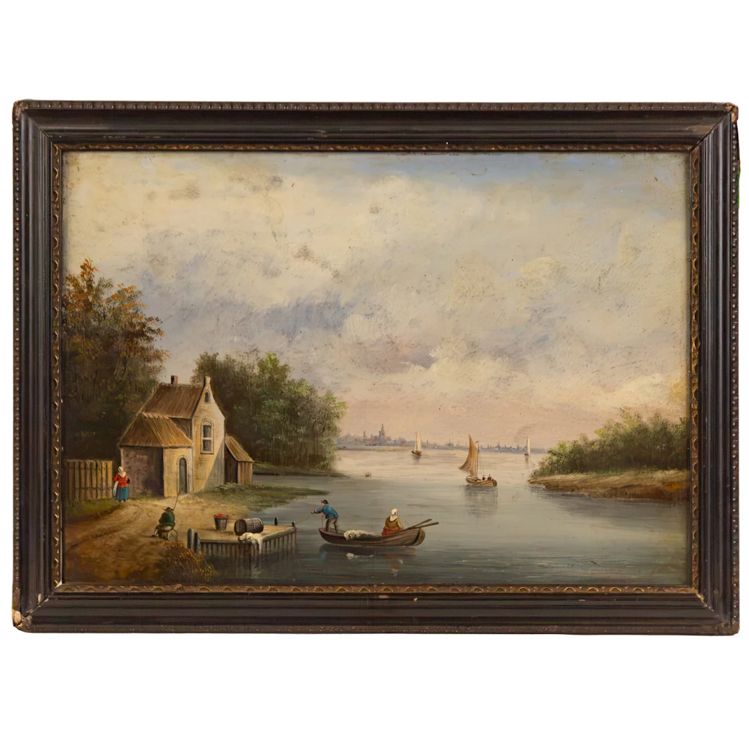Dutch School. Morning on a Lake, oil