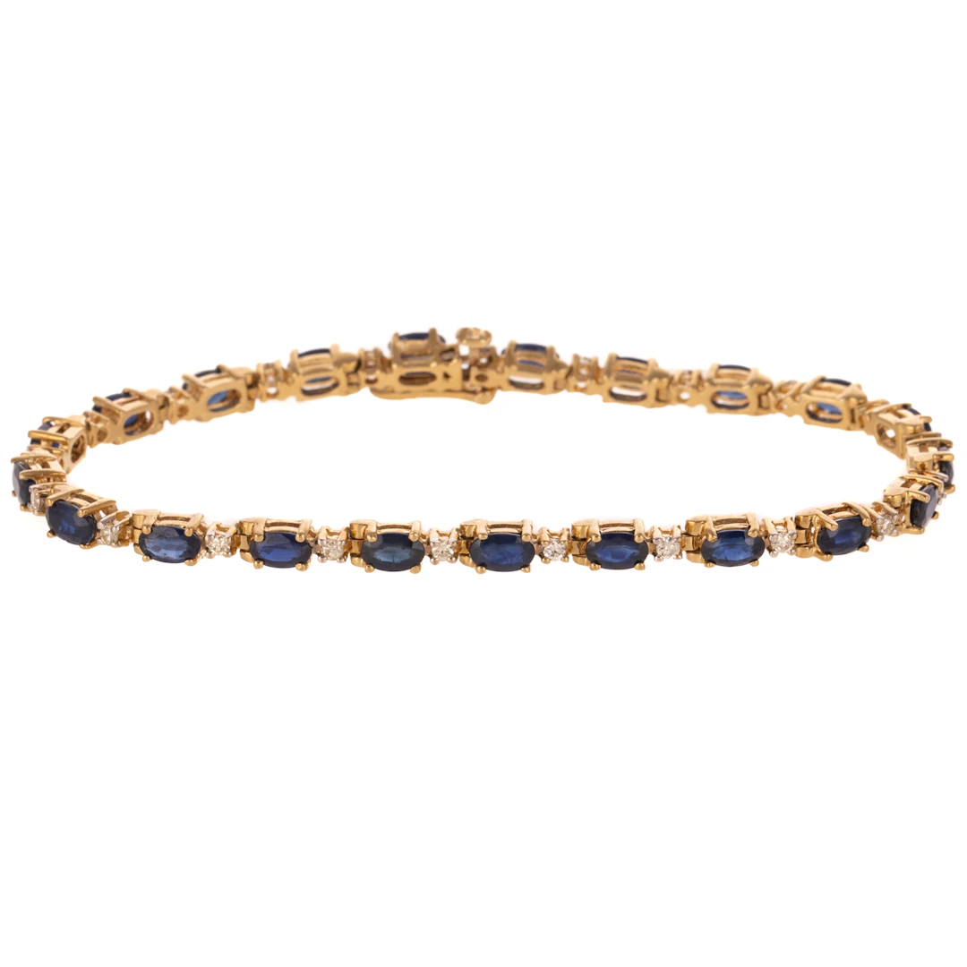 A Sapphire & Diamond Line Bracelet in 14K