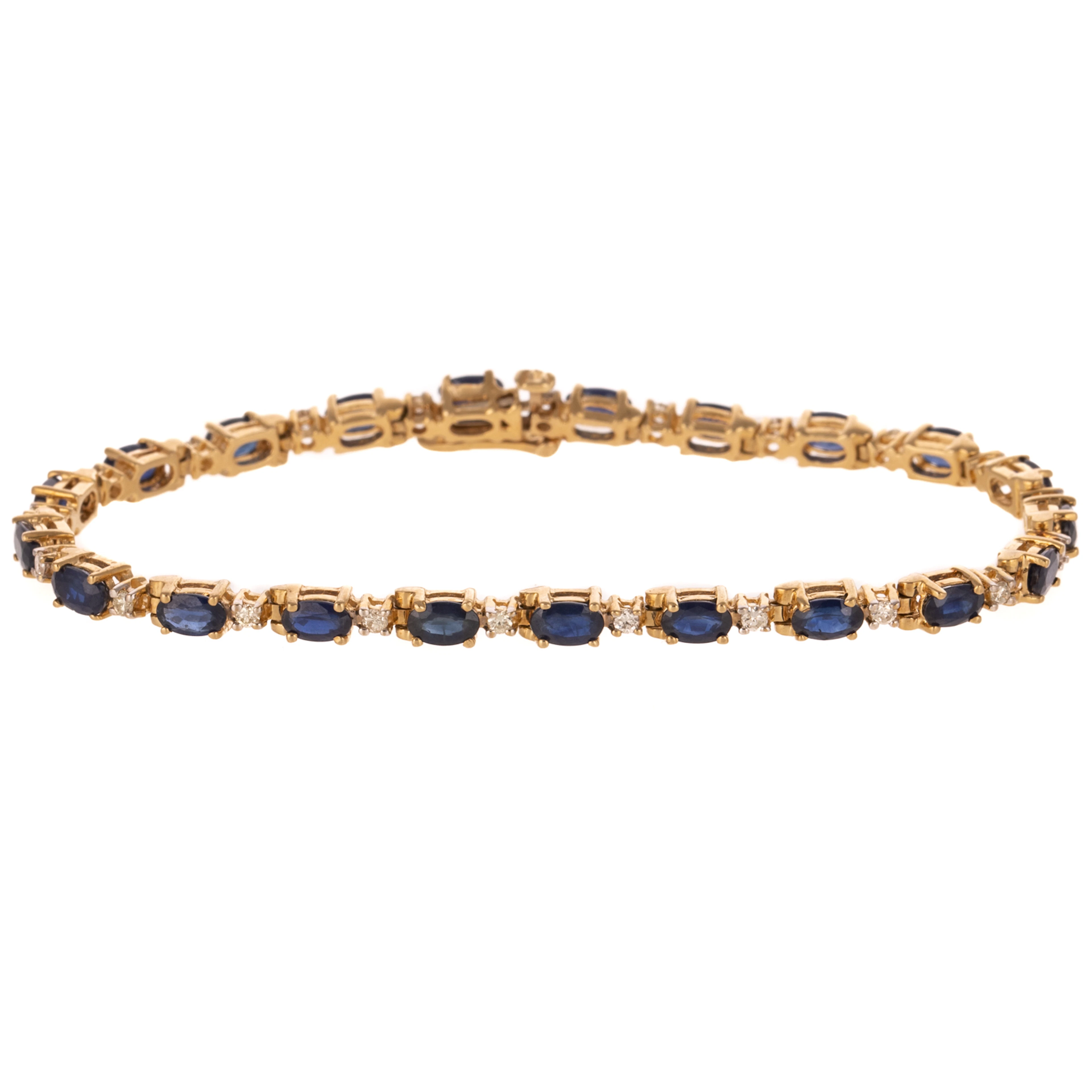 A Sapphire & Diamond Line Bracelet in 14K