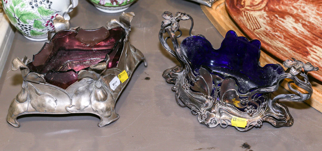 Two Art Nouveau Floral Centerpieces