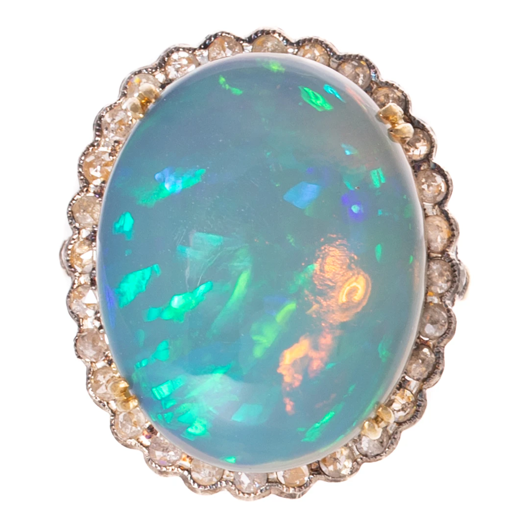 An Opal & Diamond Cocktail Ring in Vermeil