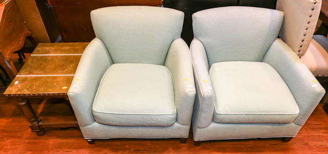 A Pair of Crate & Barrel Art Deco Club Chairs