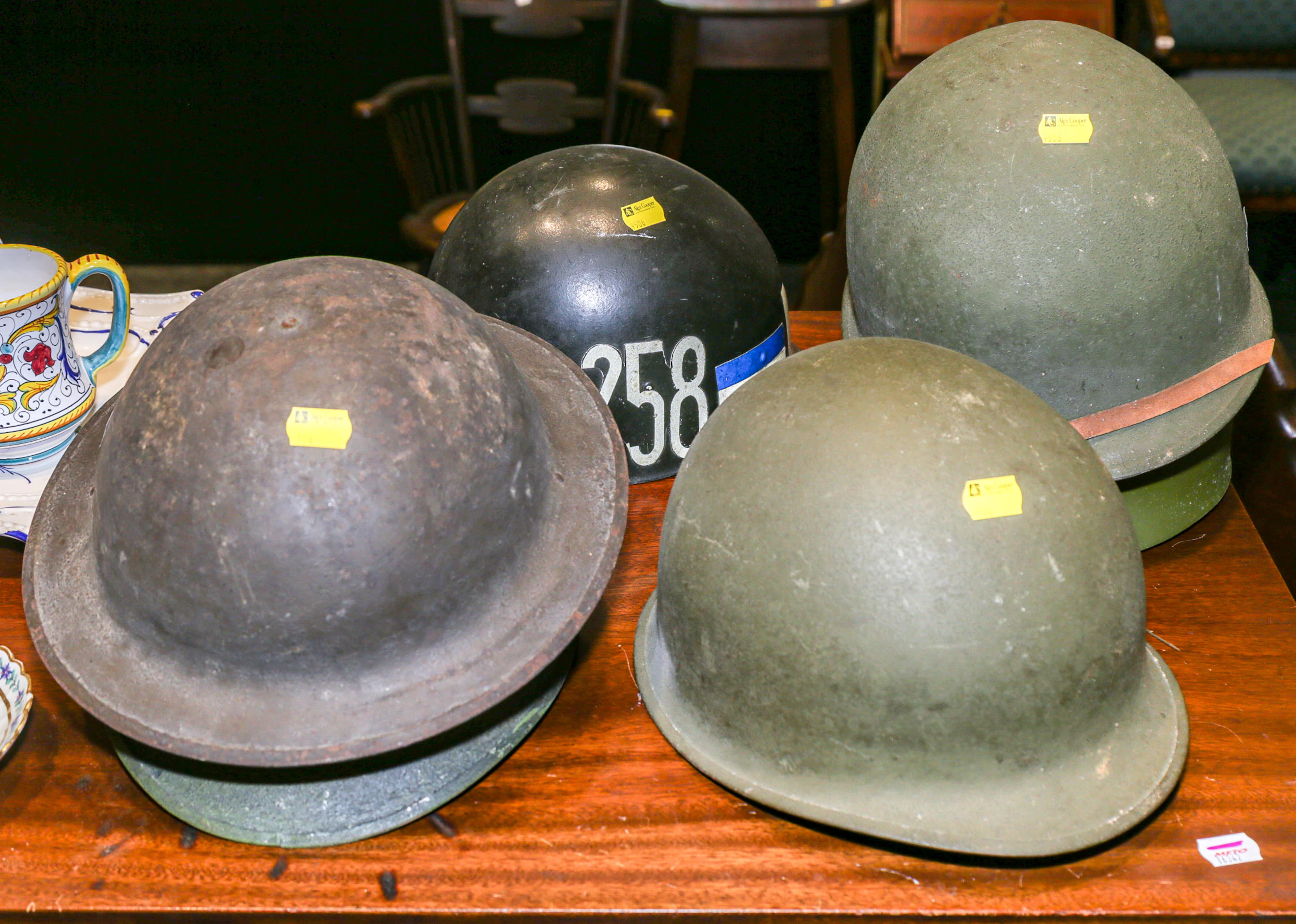 A Group of U.S. Military Helmets