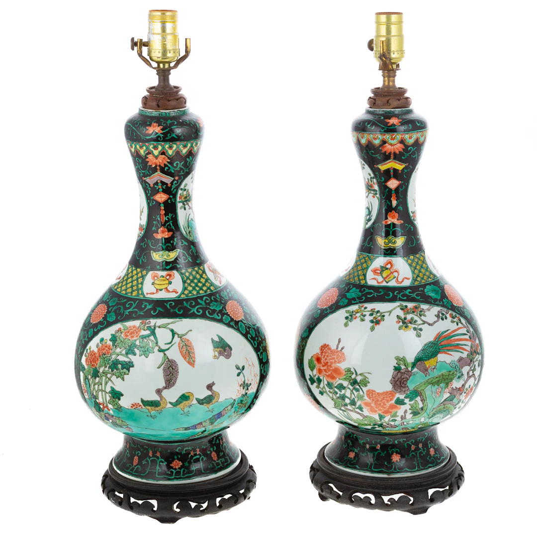 A Pair of Chinese Porcelain Famille Verte Vases