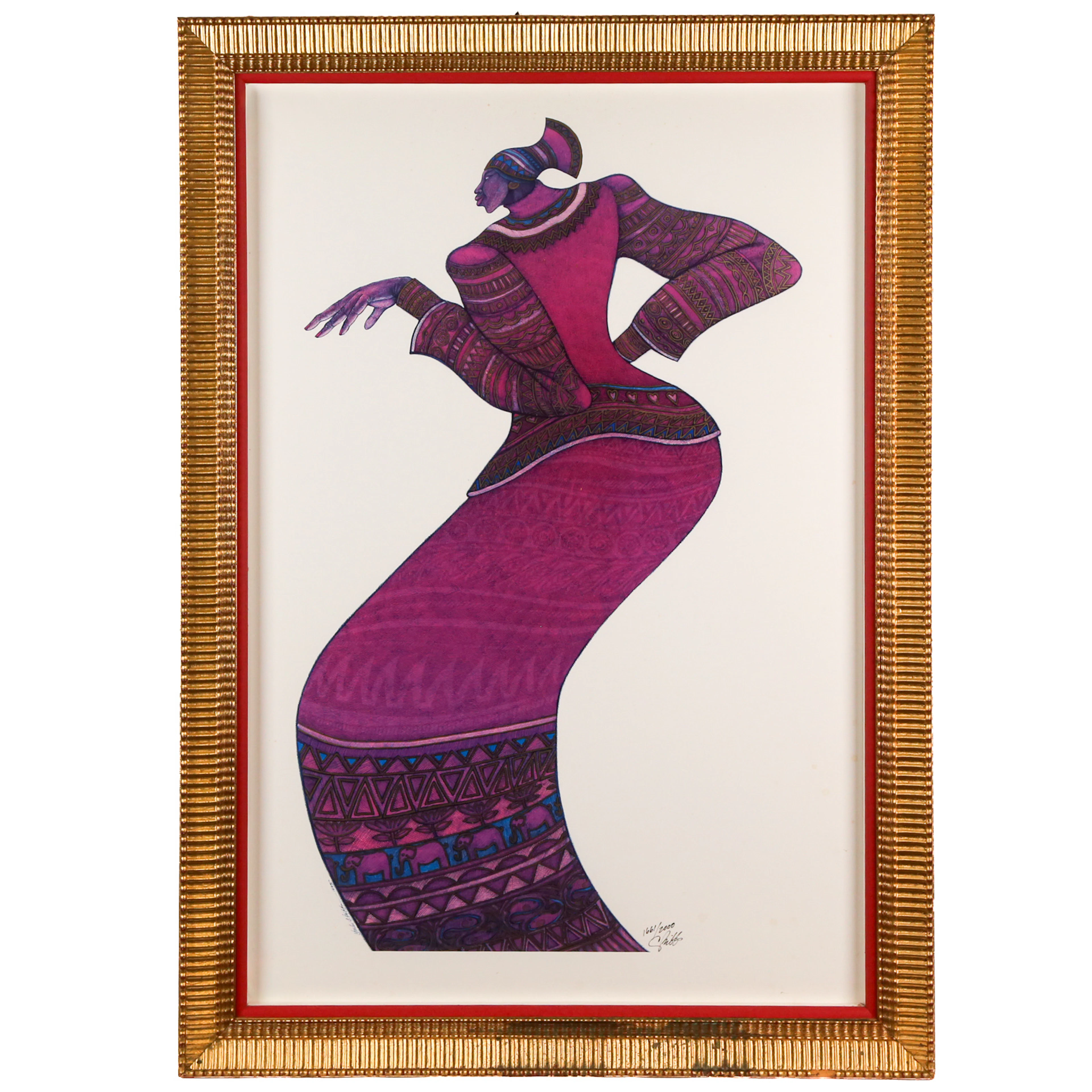 Charles A. Bibbs. "Lady in Red," lithograph