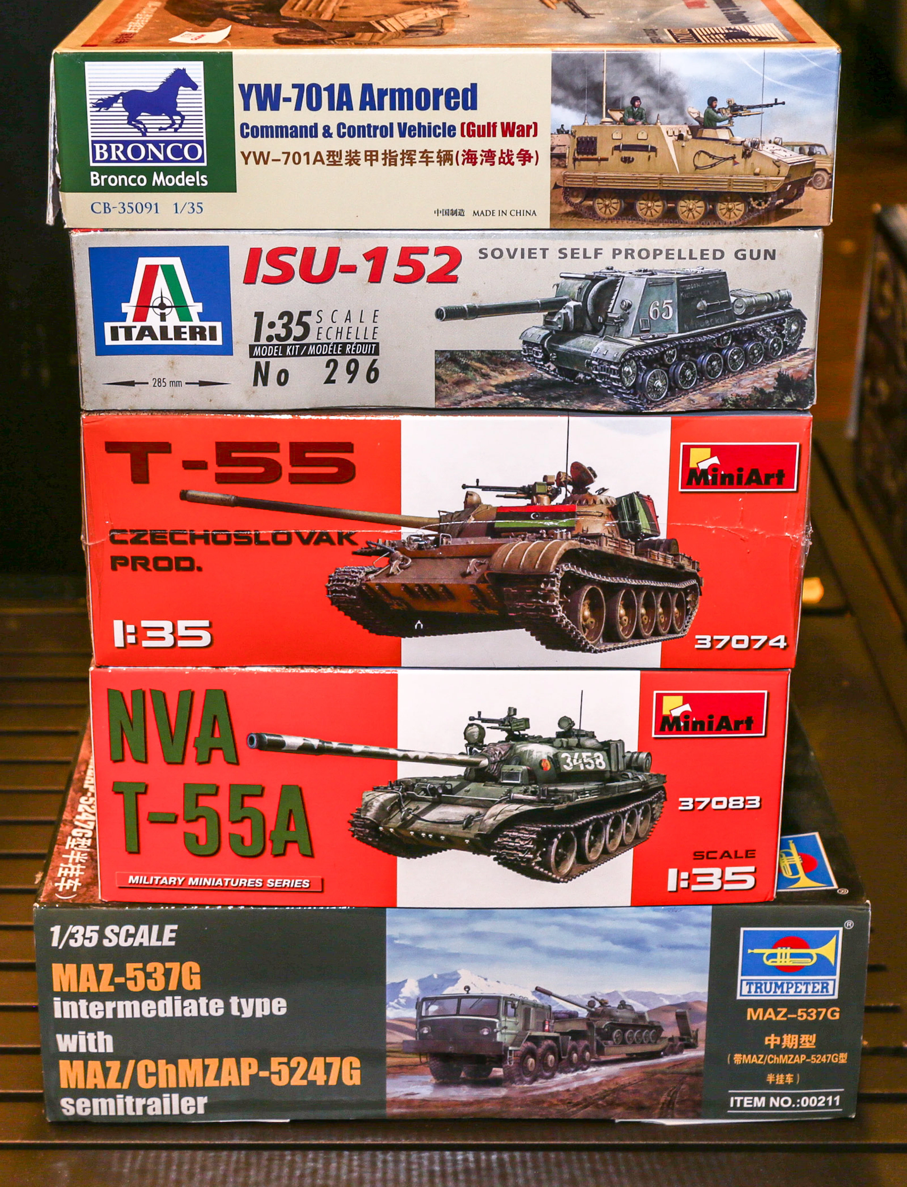 Five Russian Military Model Kits