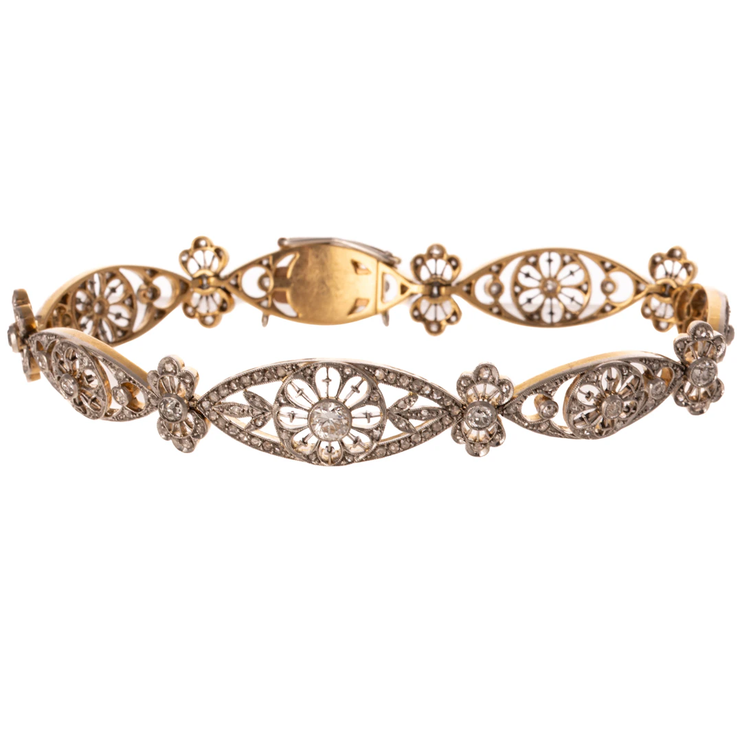 An Edwardian Diamond Bracelet in 18K & Platinum