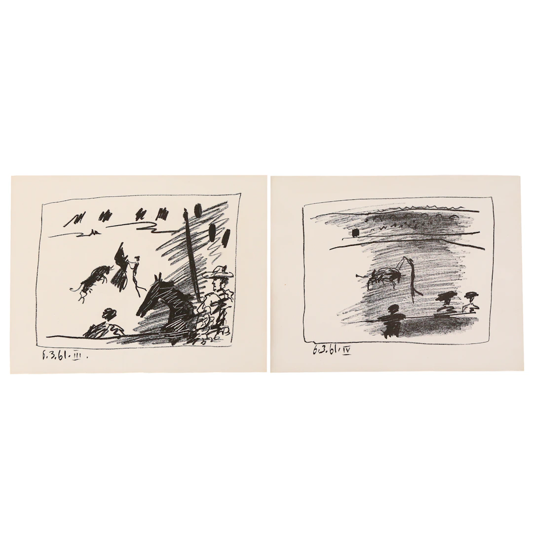 After Pablo Picasso. Two from "A Los Toros," lithograph