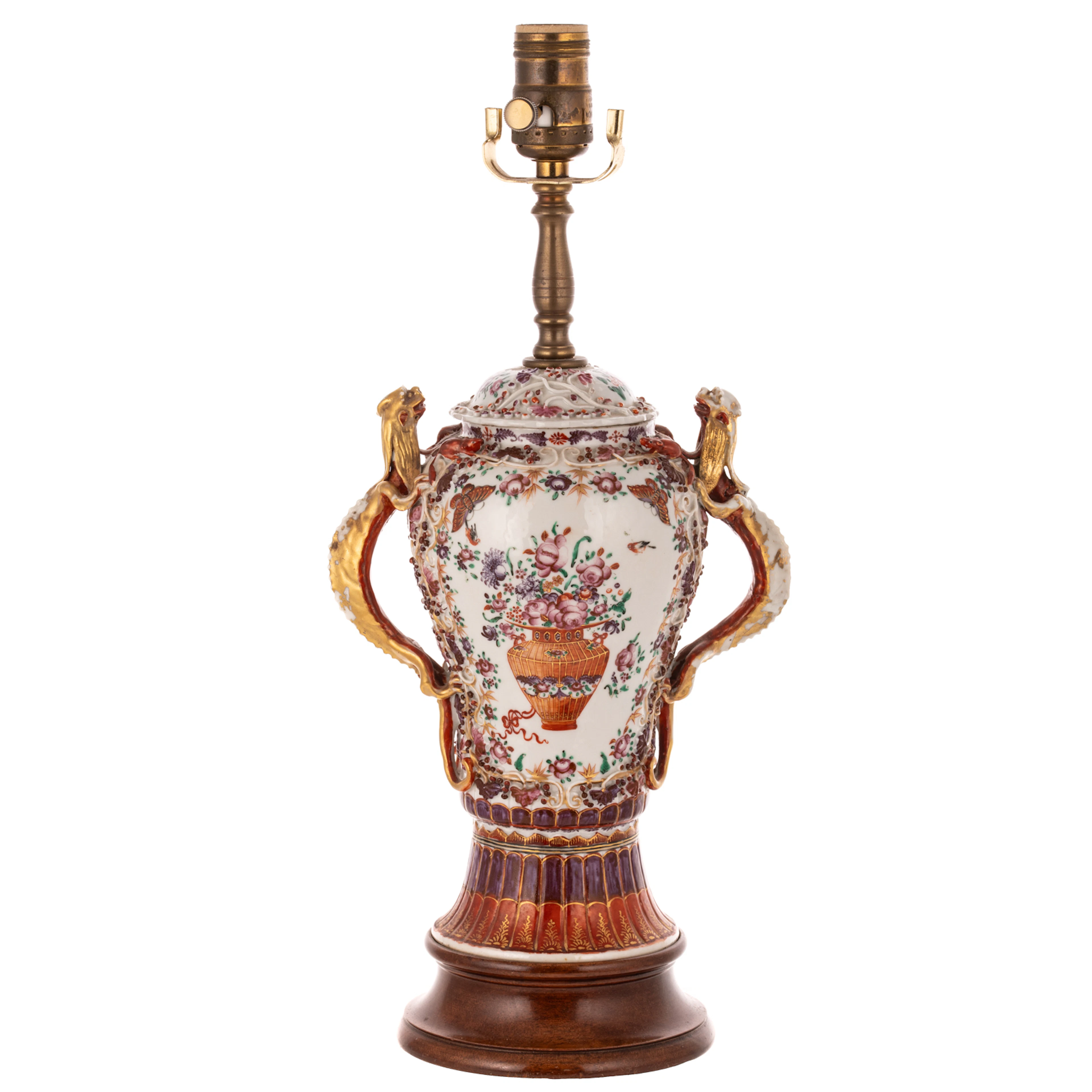 18th Century Chinese Export Famille Rose Urn Mounted as Lamp