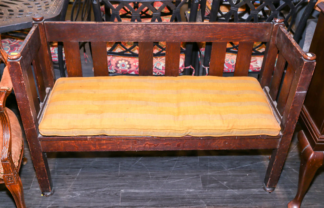 An American Mission Style Oak Bench