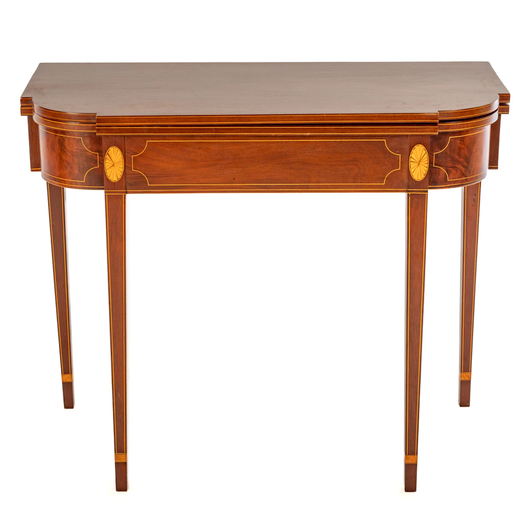 Federal Style Inlaid Mahogany Flip Top Games Table