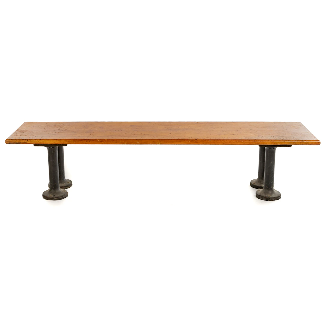 Contemporary Yew Wood & Metal Bench