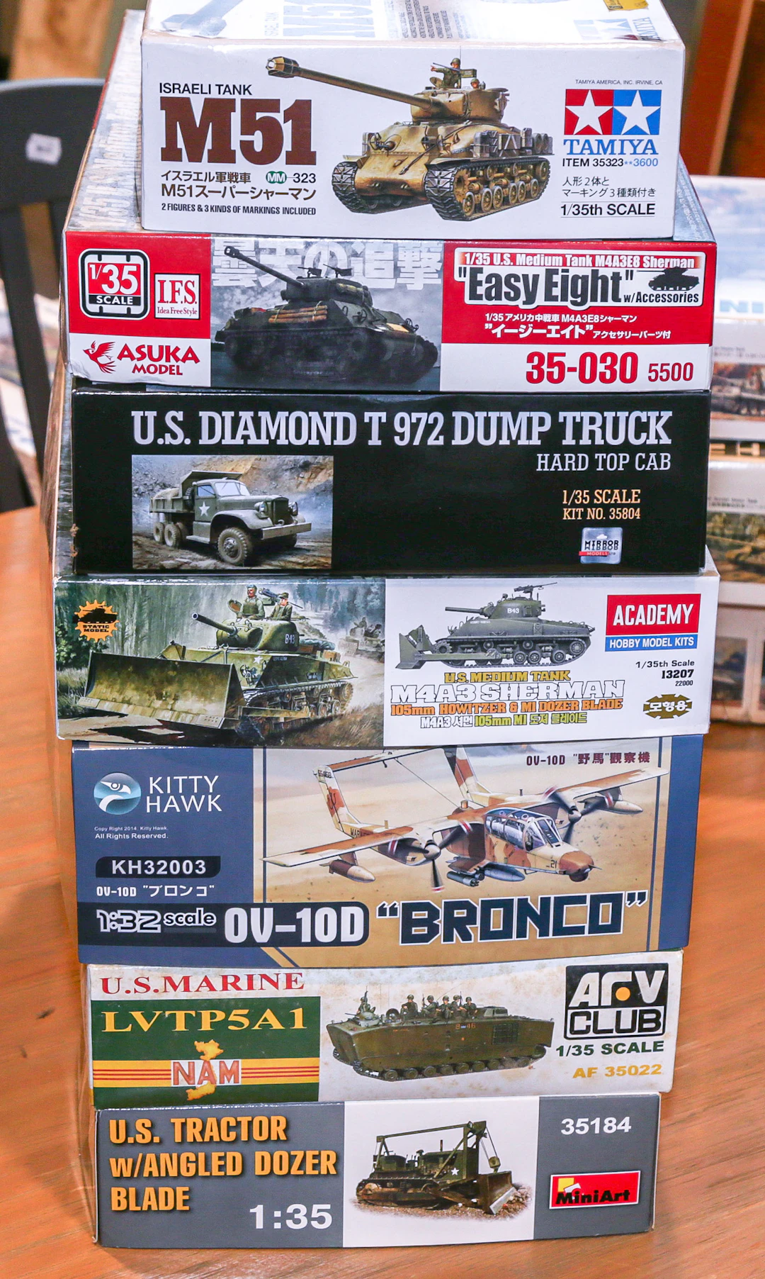 Seven U.S. Military Model Kits