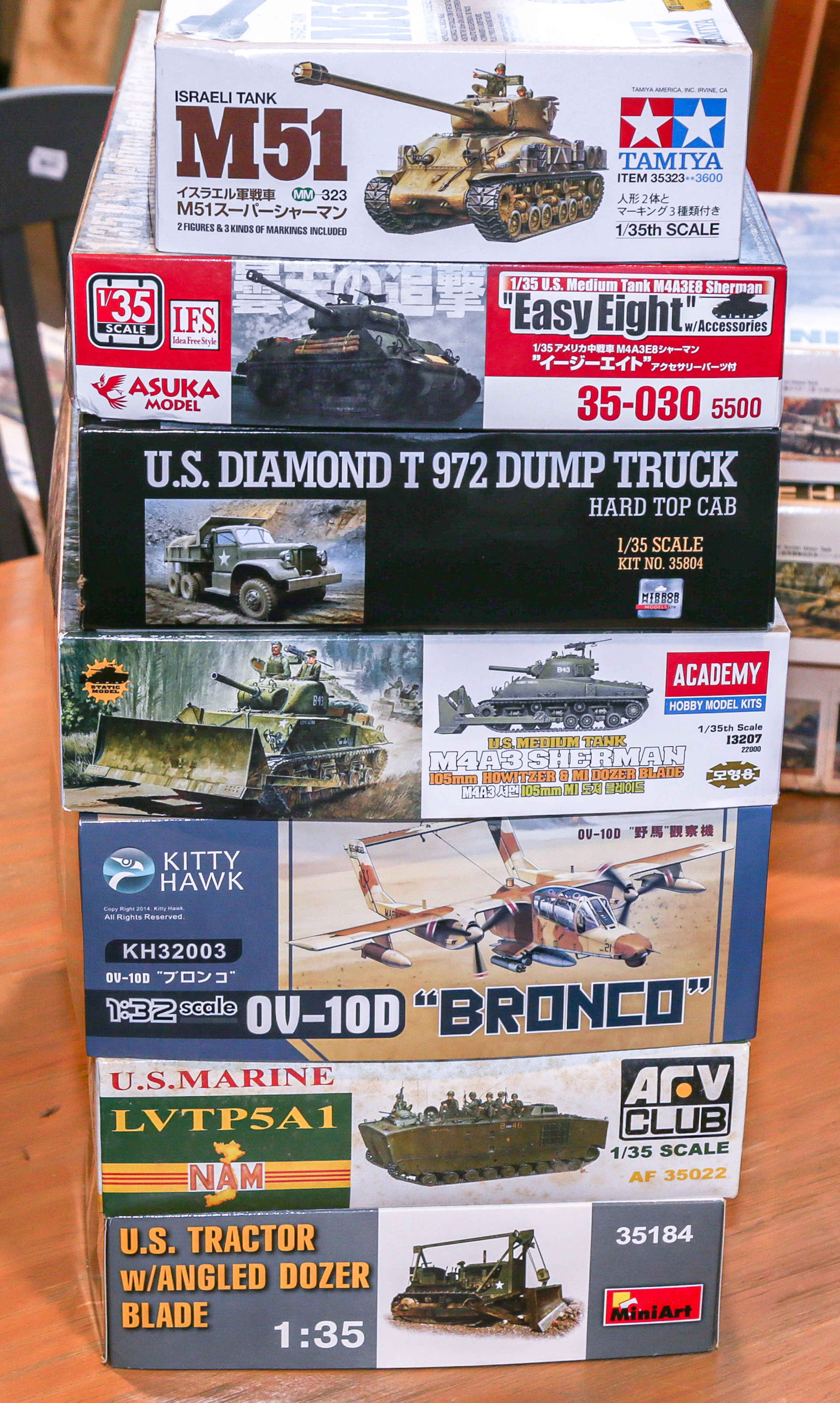 Seven U.S. Military Model Kits