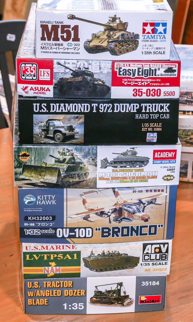 Seven U.S. Military Model Kits