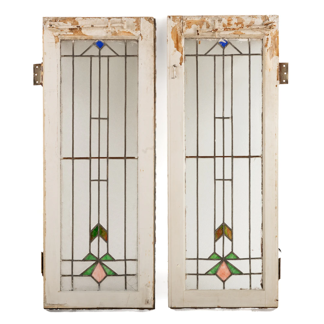 A Pair of Leaded Stained-Glass Windows