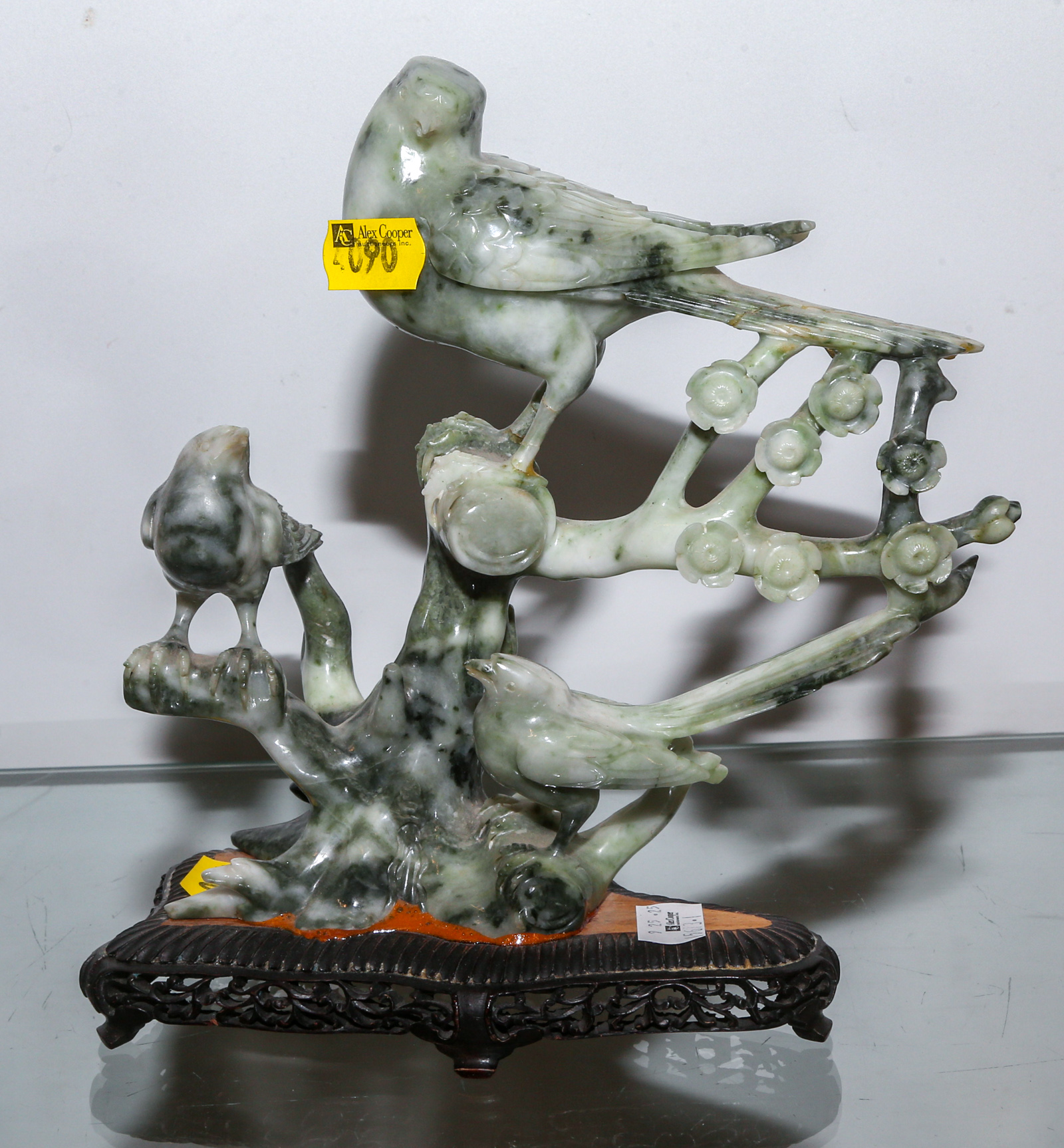 Chinese Hardstone Carved Figural Bird Group