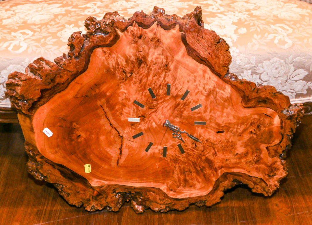 A Cherry Burl Slab Wall Clock