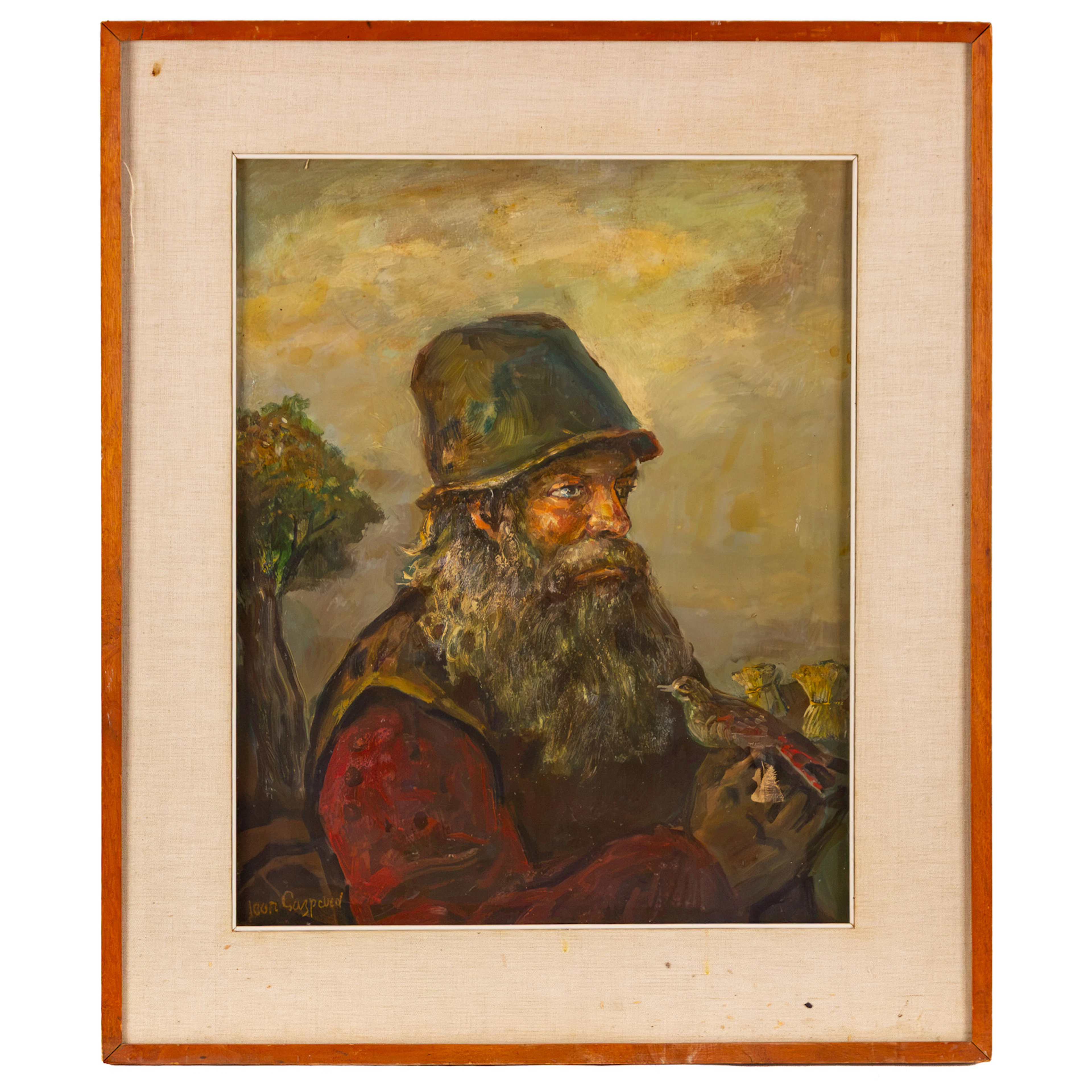 Leon Schulman Gaspard. Man Holding Bird, oil