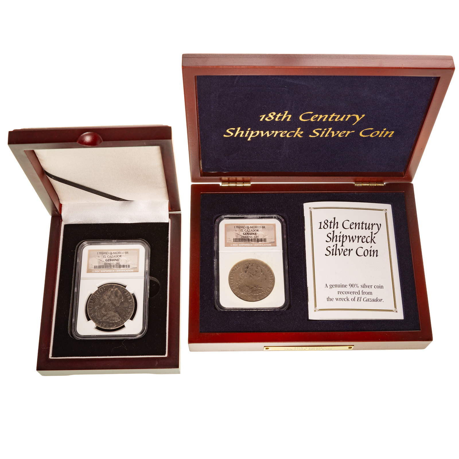 Two 8 Real Shipwreck Coins from the El Cazador