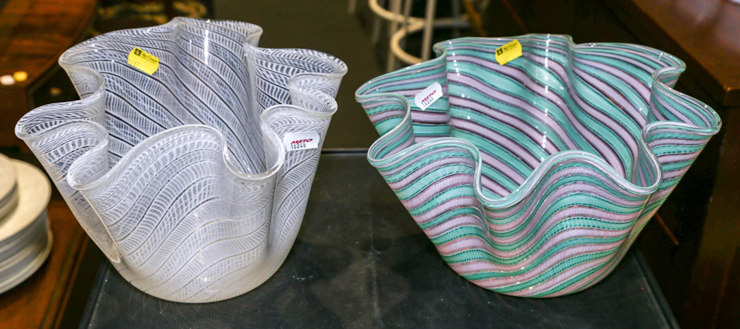 Two Latticino Glass Bowls