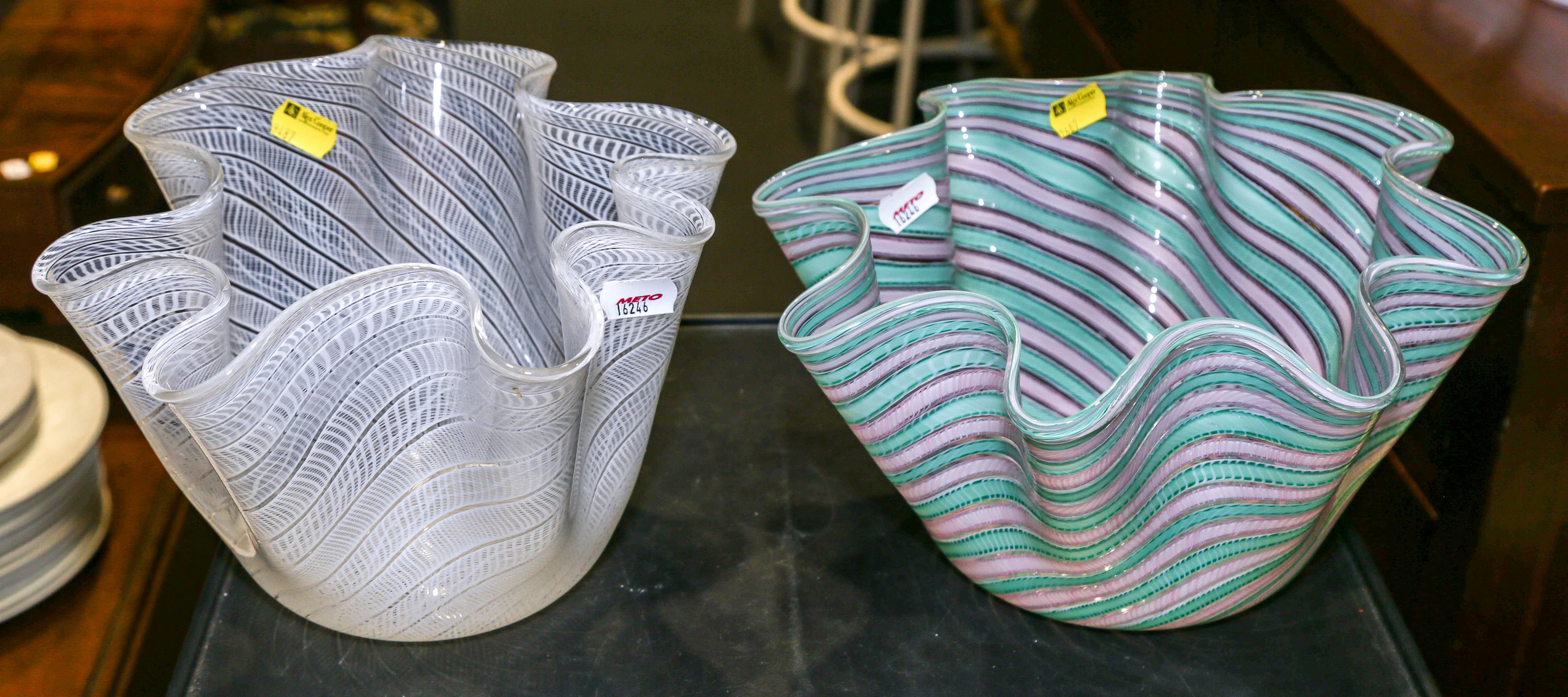 Two Latticino Glass Bowls