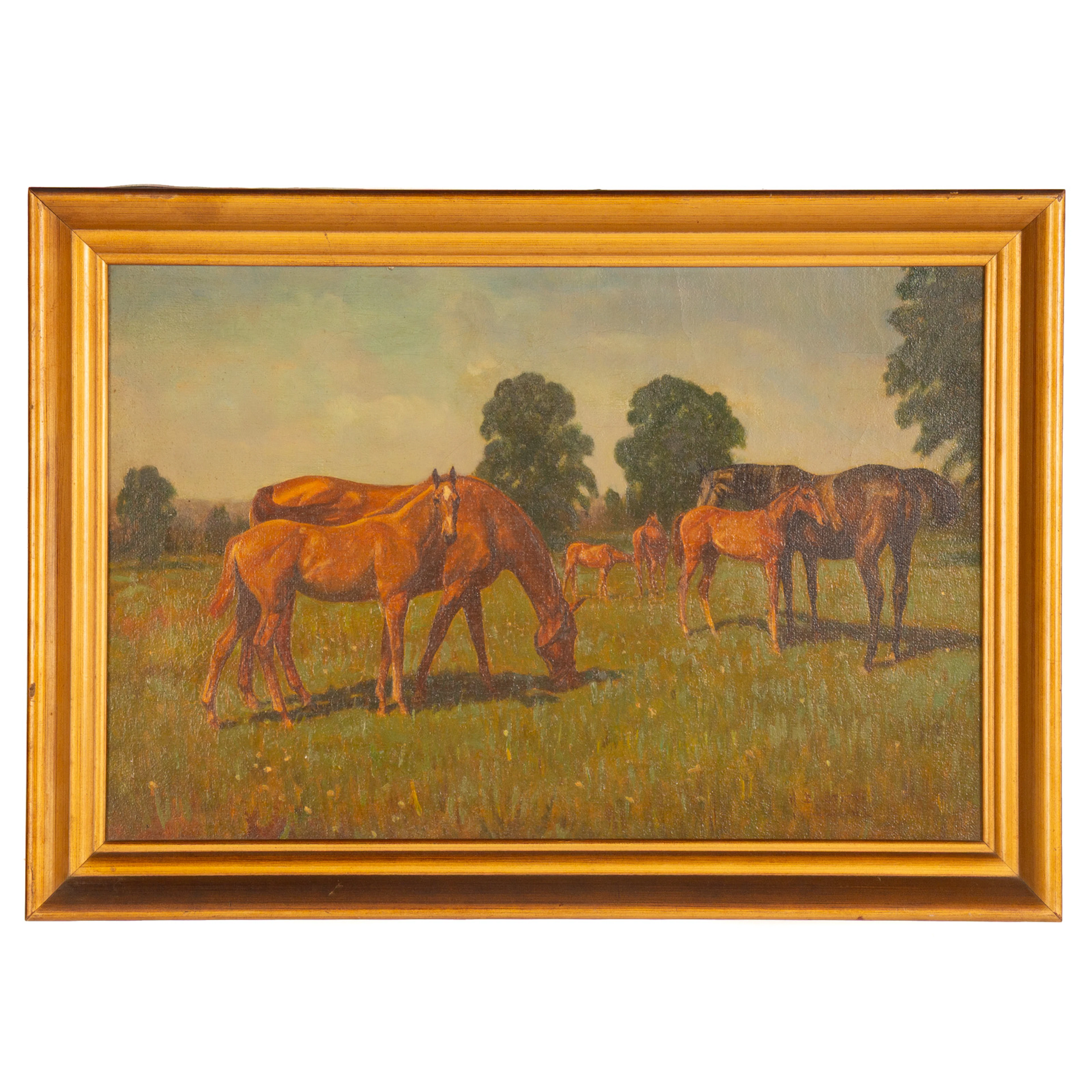 Hobart D. Stitt. Horses in a Field, oil