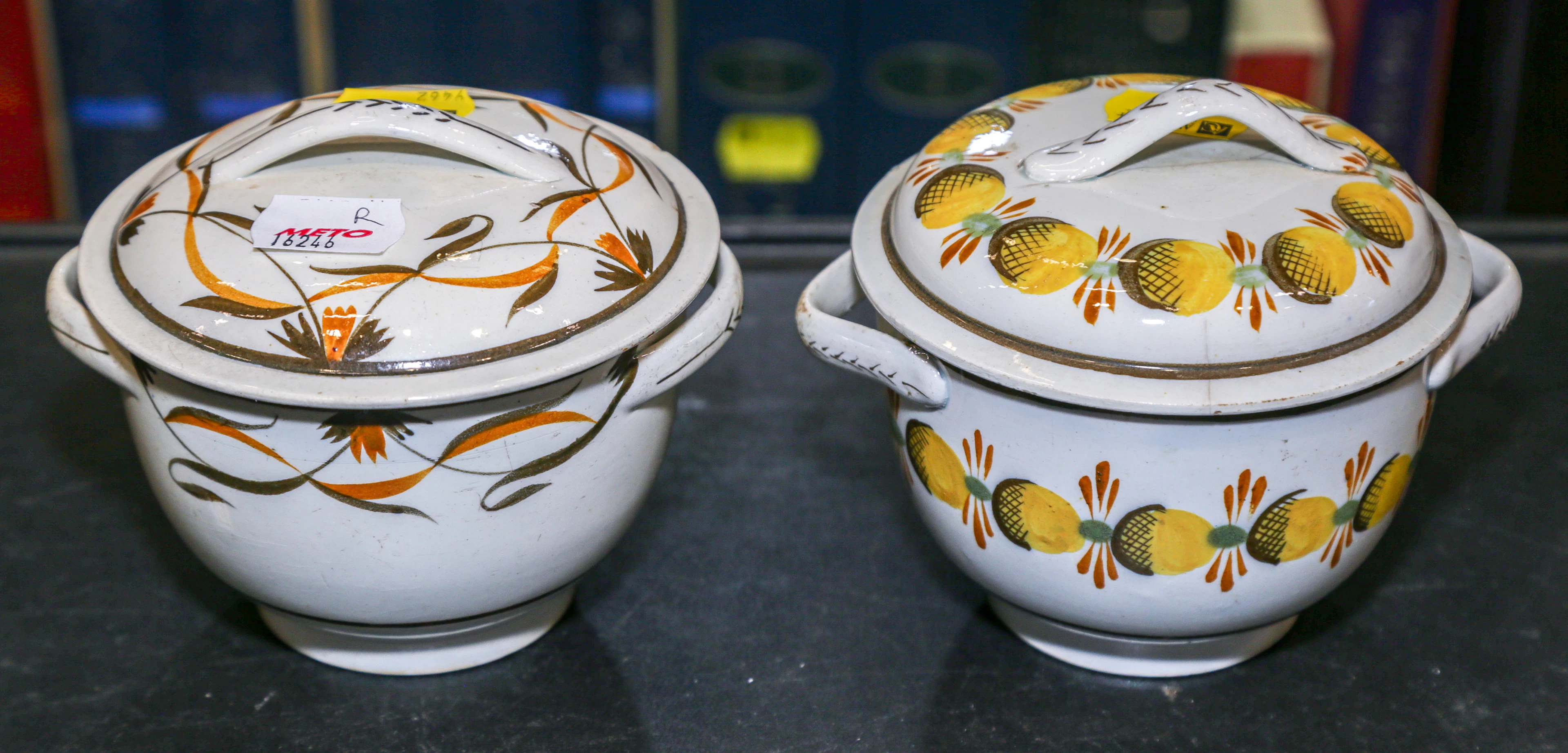 Two English Pearlware Covered Bowls
