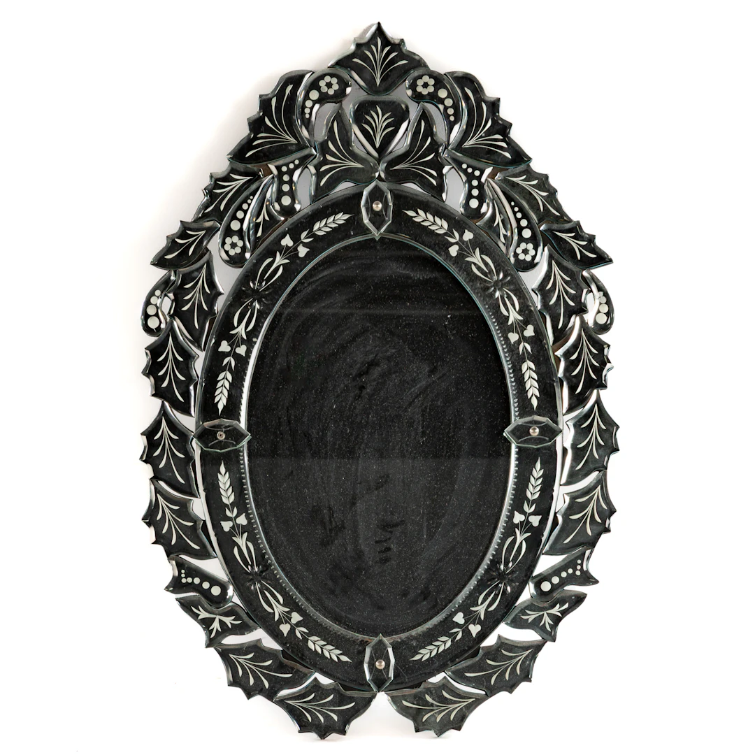 A Venetian Style Glass Etched Mirror