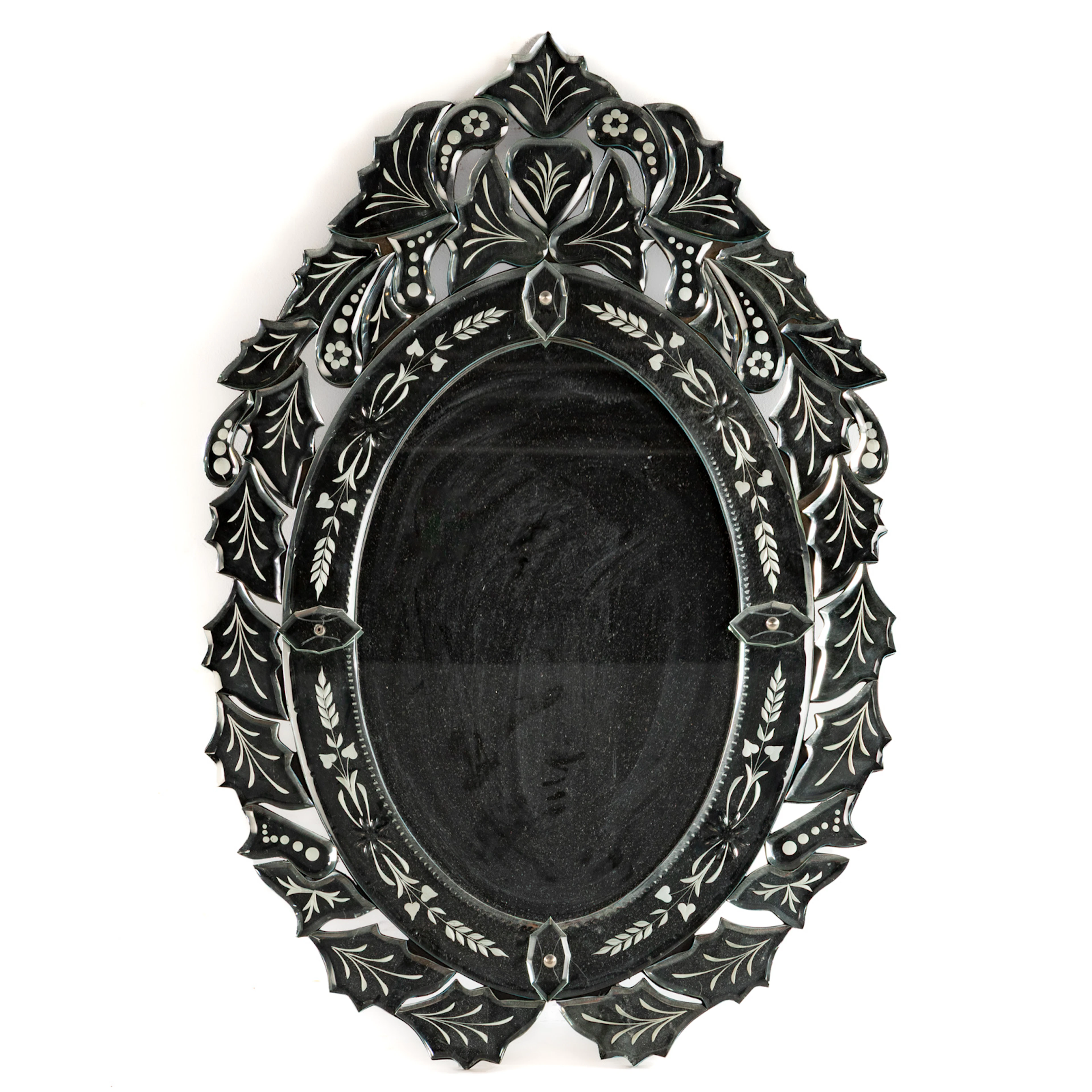 A Venetian Style Glass Etched Mirror