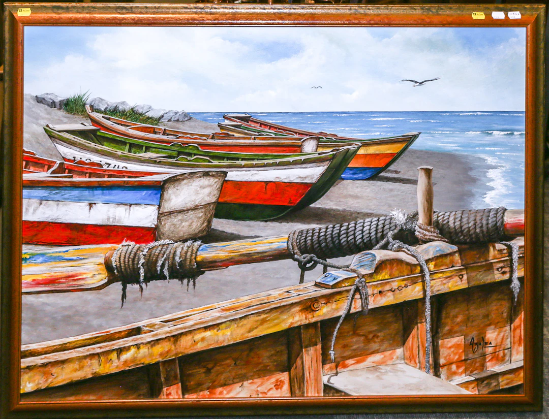 Azalea. Boats on the Beach, acrylic