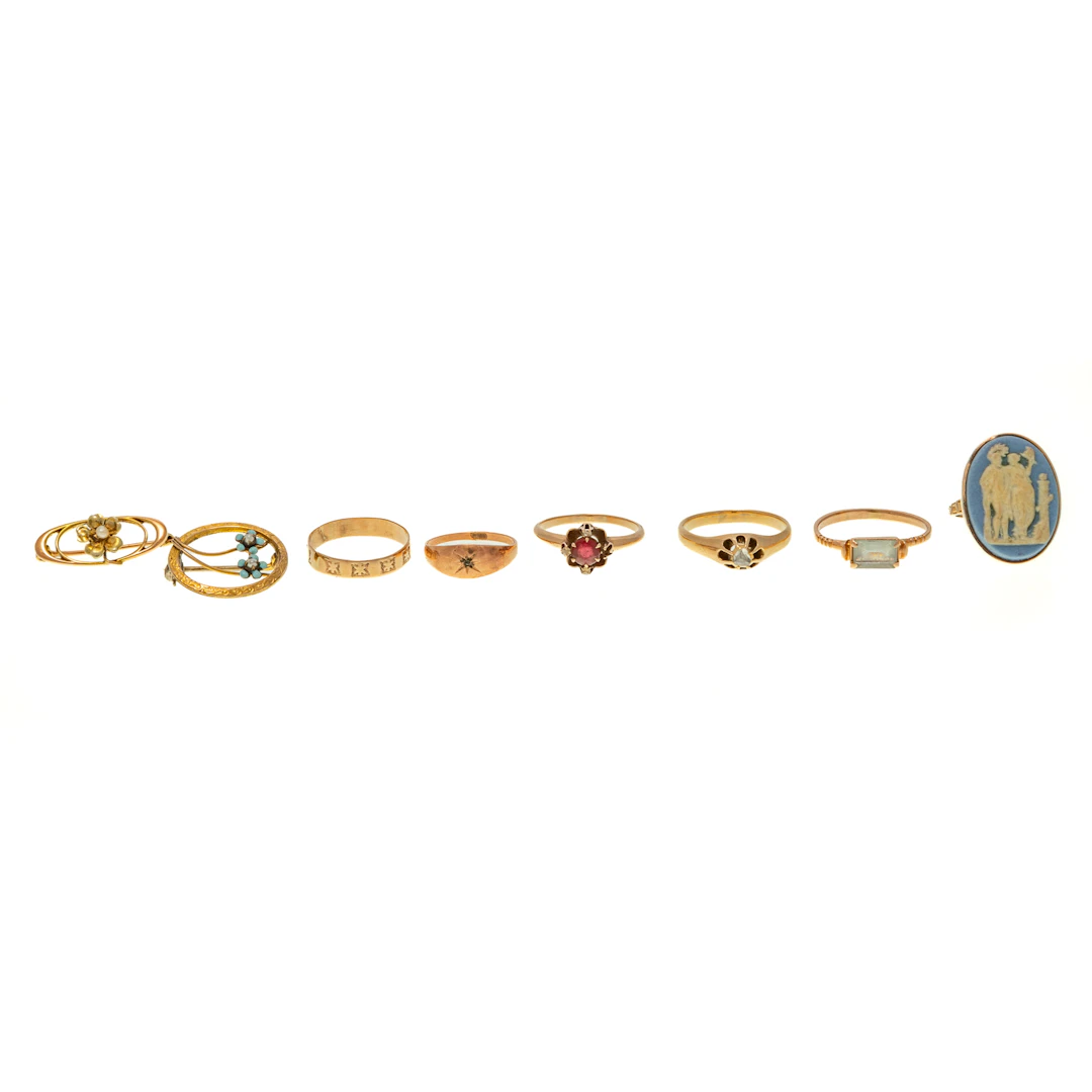 A Collection of Rings & Pins in 14K & 10K