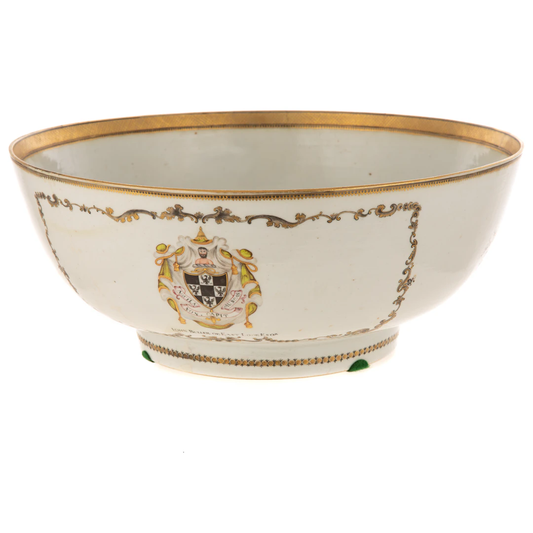 A Chinese Export Armorial Punch Bowl