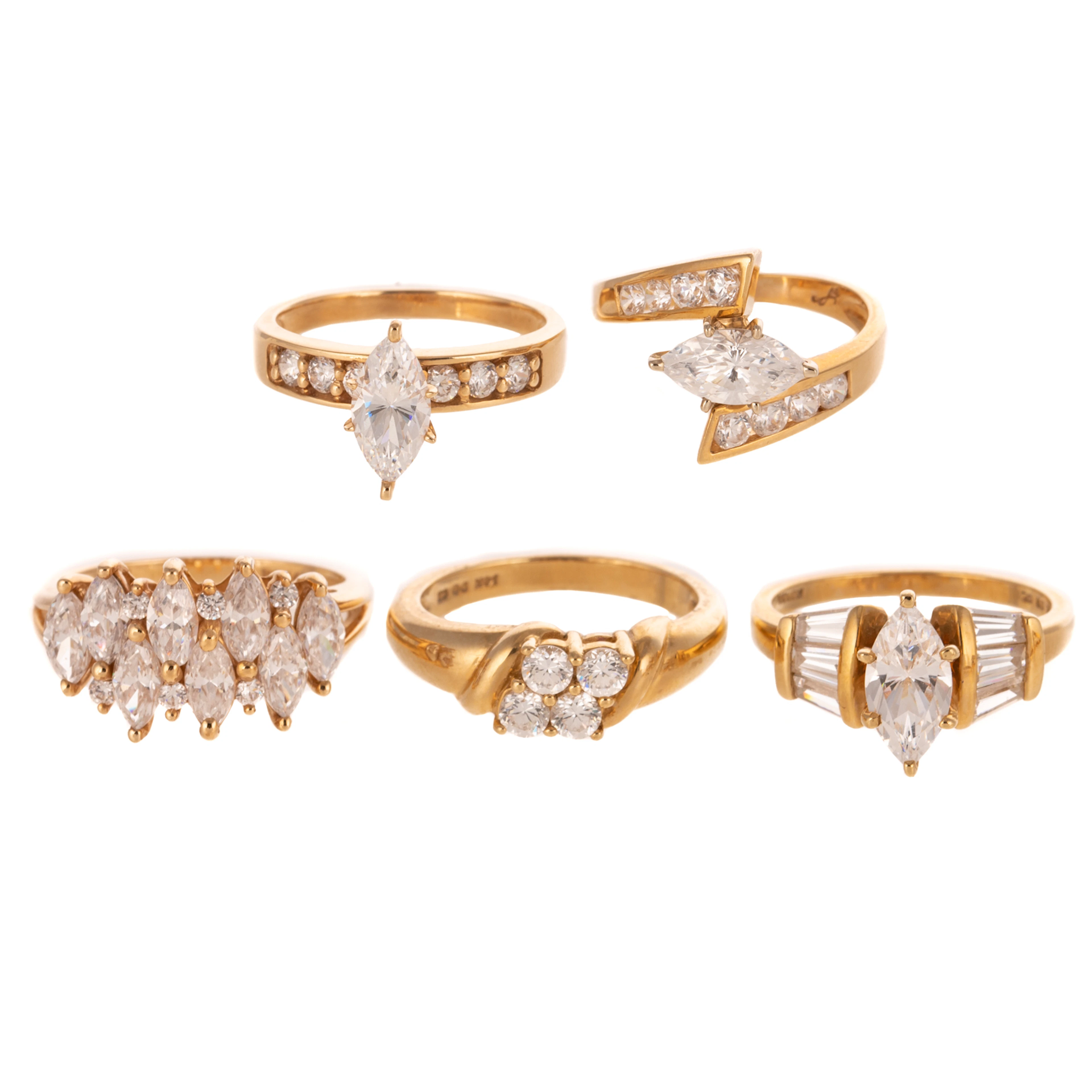 A Collection of Five CZ Rings in 14K