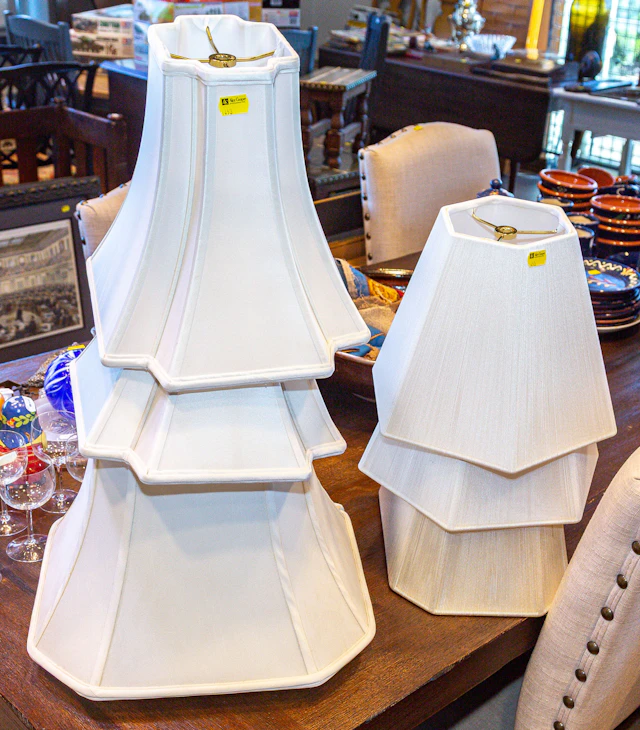 A Group of Eight Fabric Lamp Shades