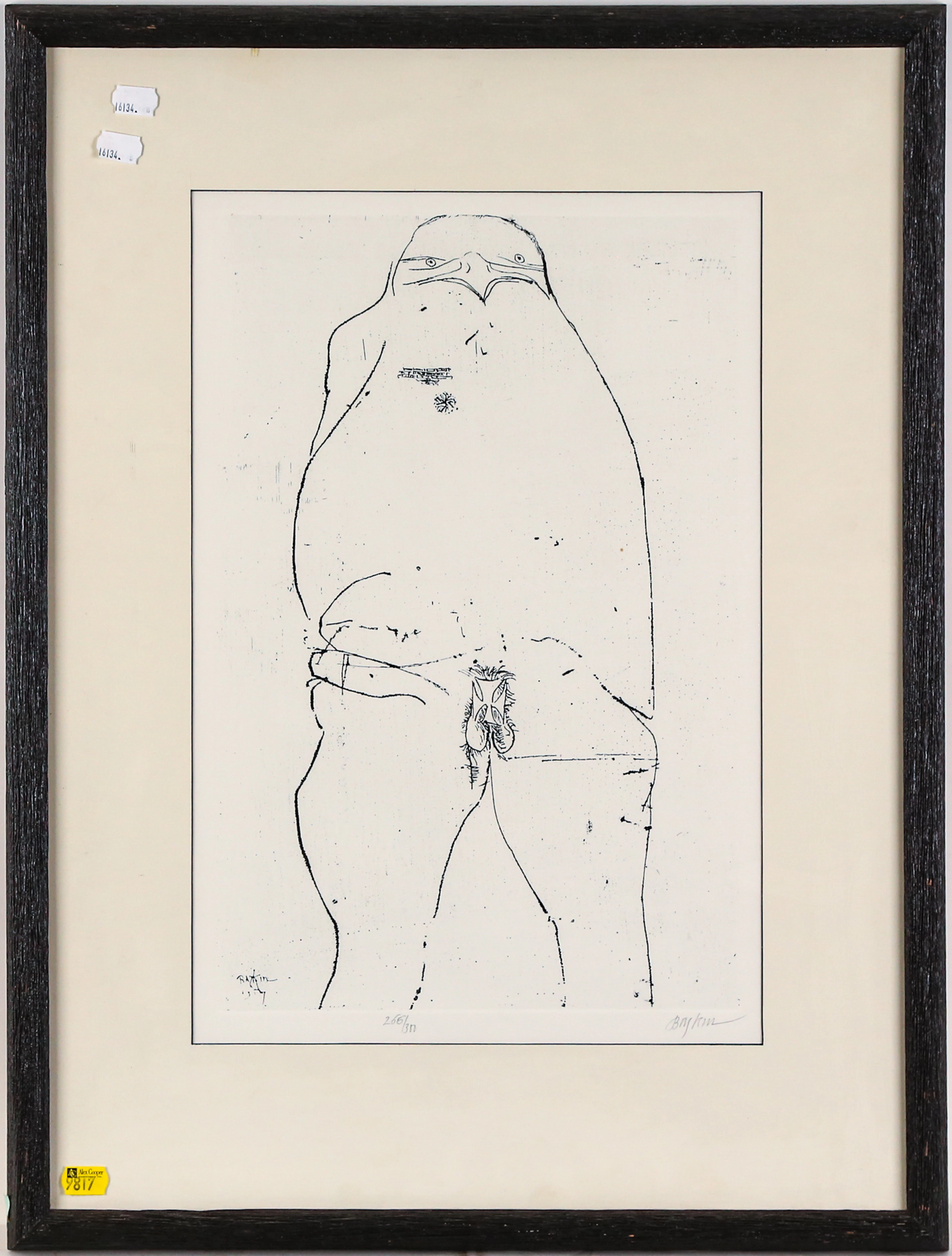 Leonard Baskin. "Birdman," etching