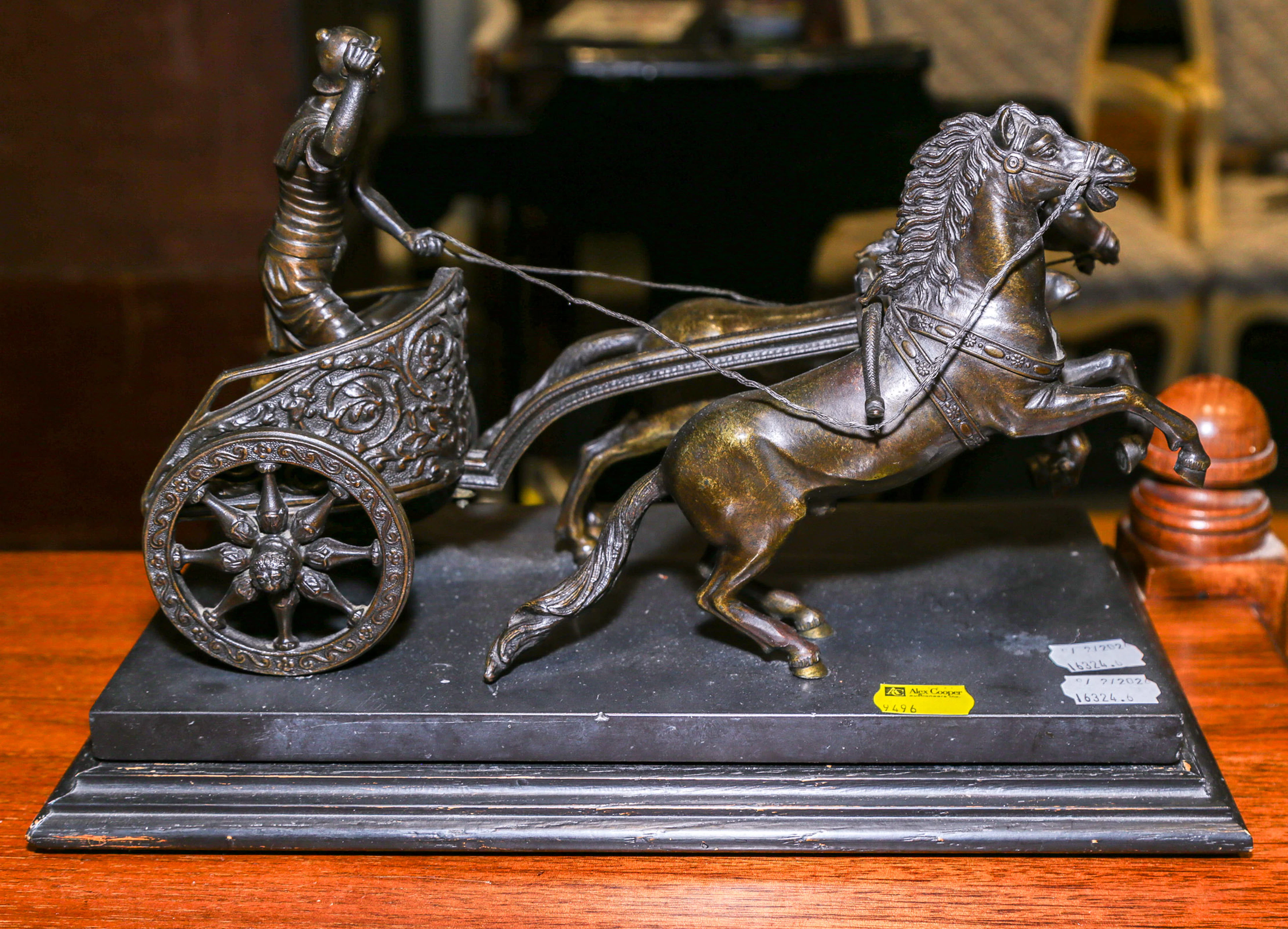 A Bronze Figural Group, Roman Biga Chariot