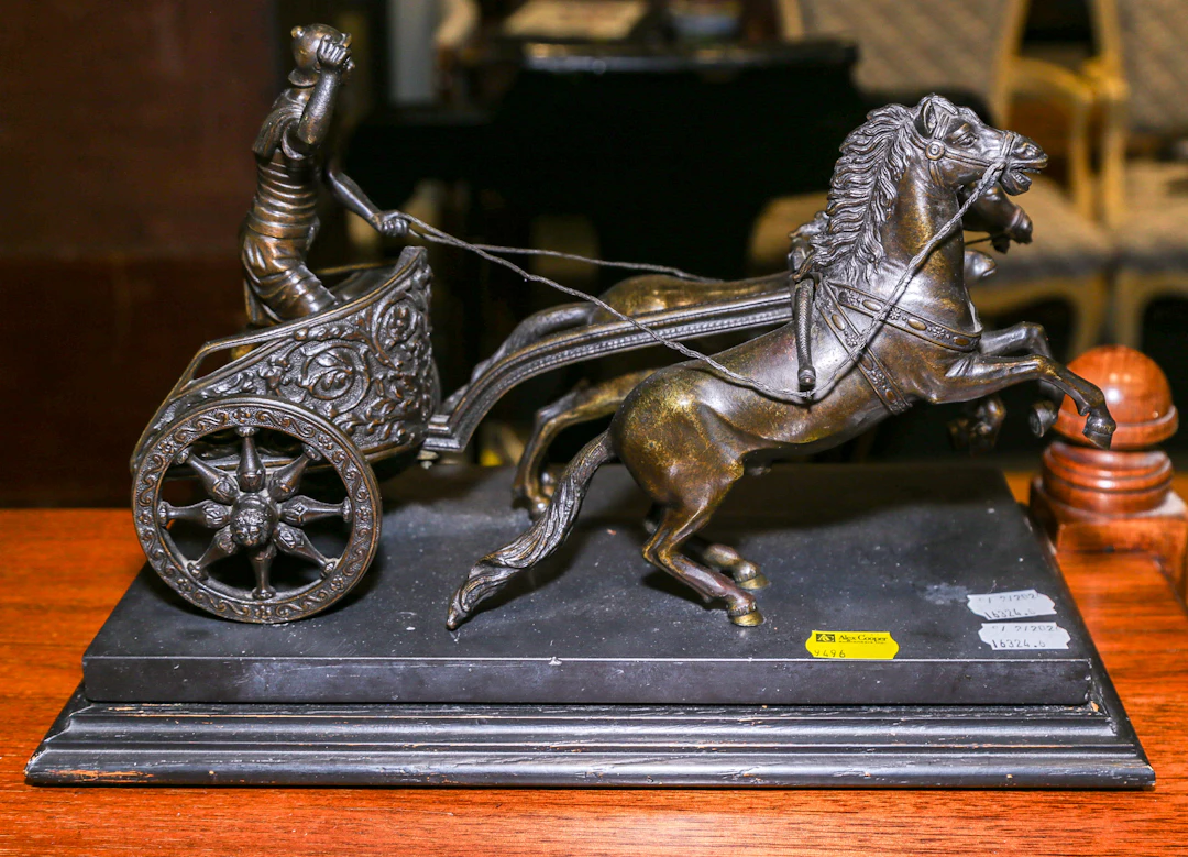 A Bronze Figural Group, Roman Biga Chariot